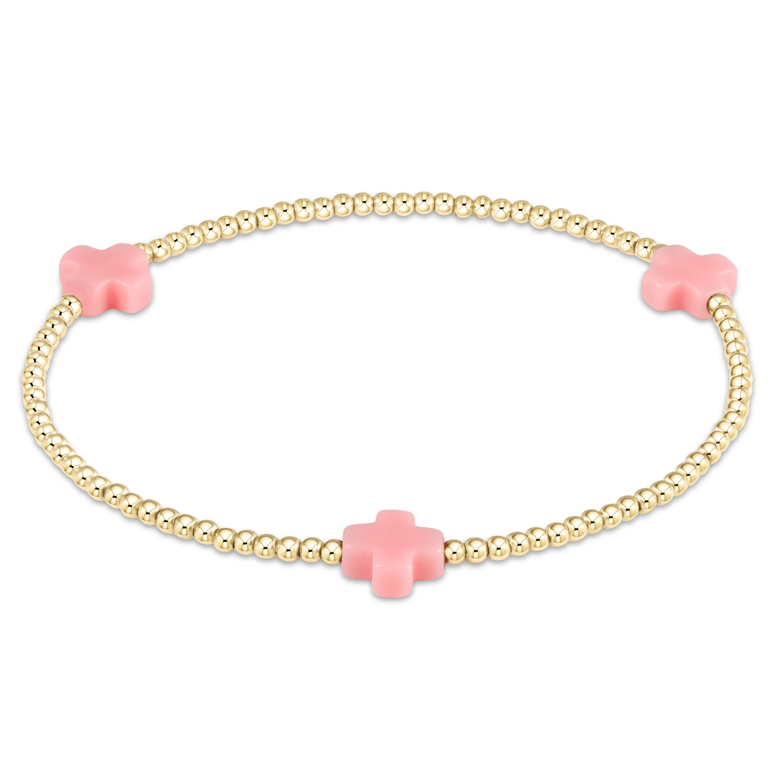enewton Signature Cross Gold Pattern 2mm Bead Bracelet