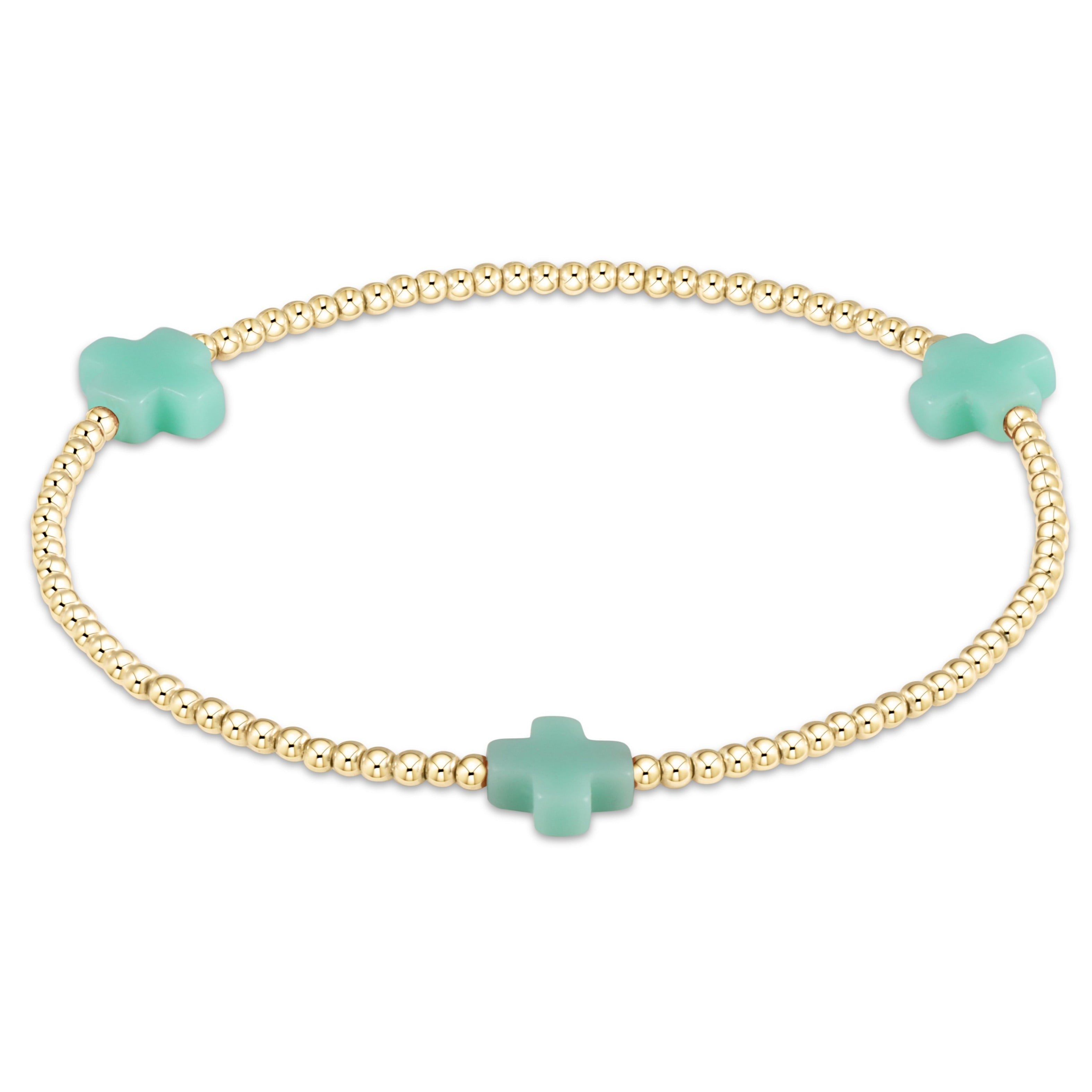 enewton Signature Cross Gold Pattern 2mm Bead Bracelet