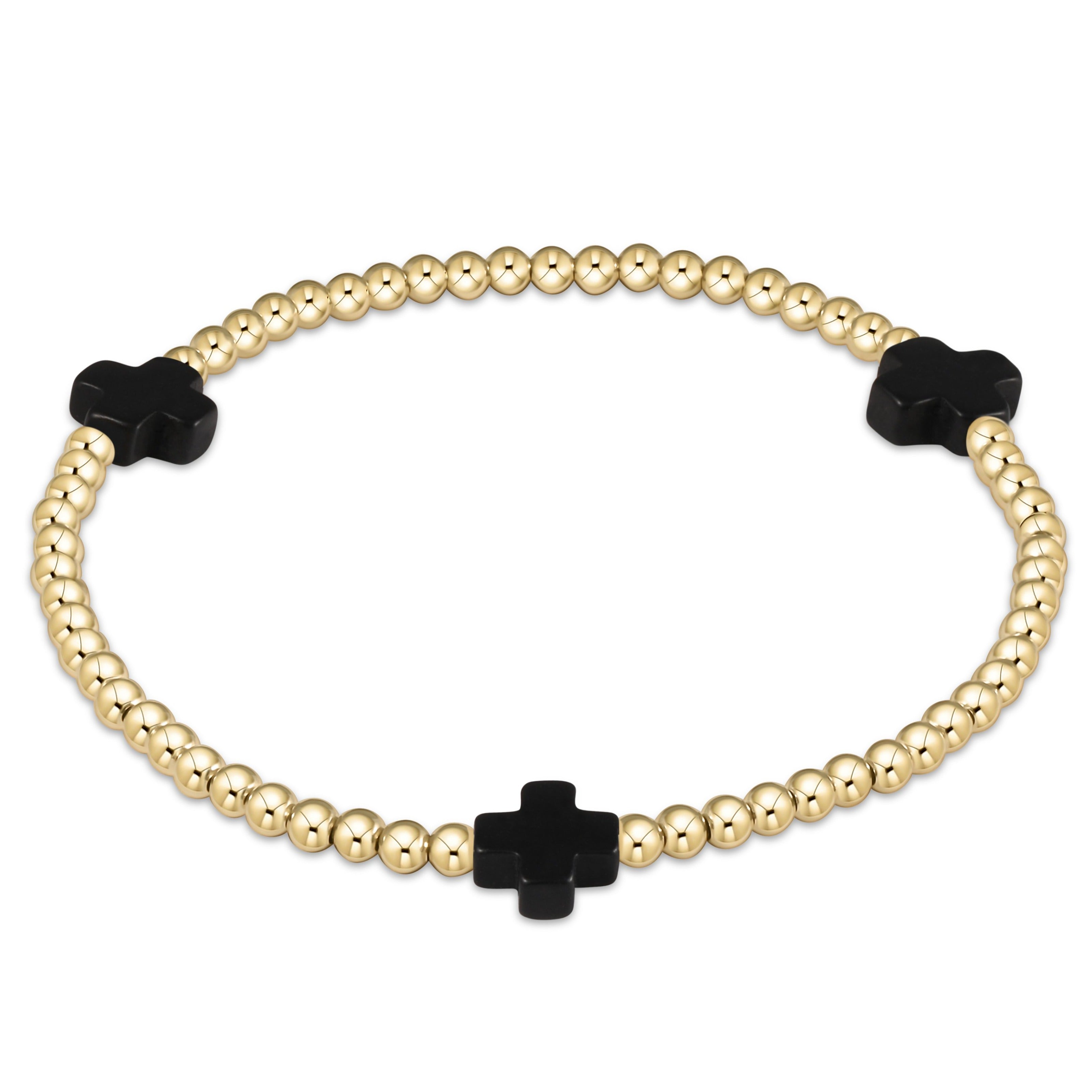 enewton Signature Cross Gold Pattern 3mm Bead Bracelet