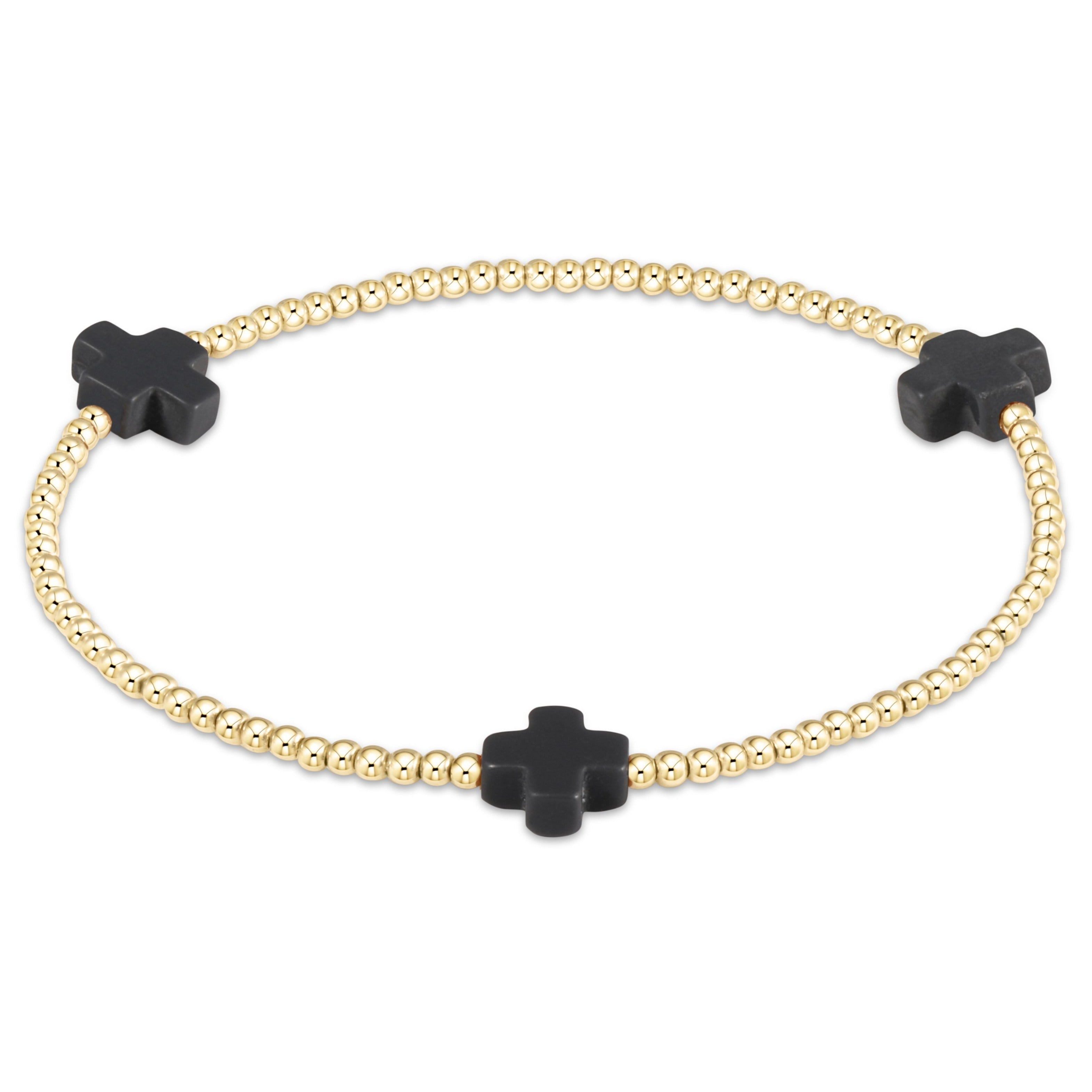 enewton Signature Cross Gold Pattern 2mm Bead Bracelet