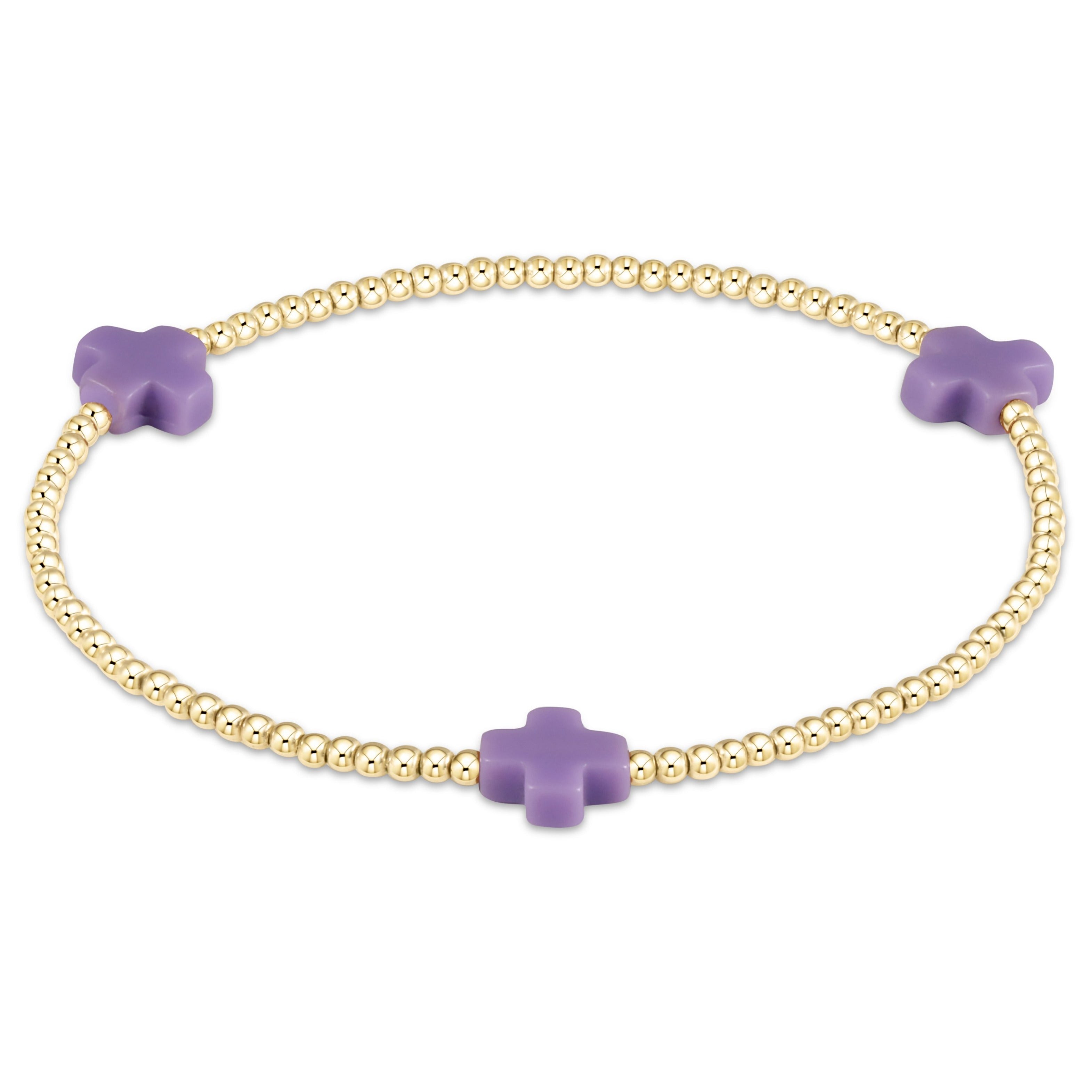 enewton Signature Cross Gold Pattern 2mm Bead Bracelet
