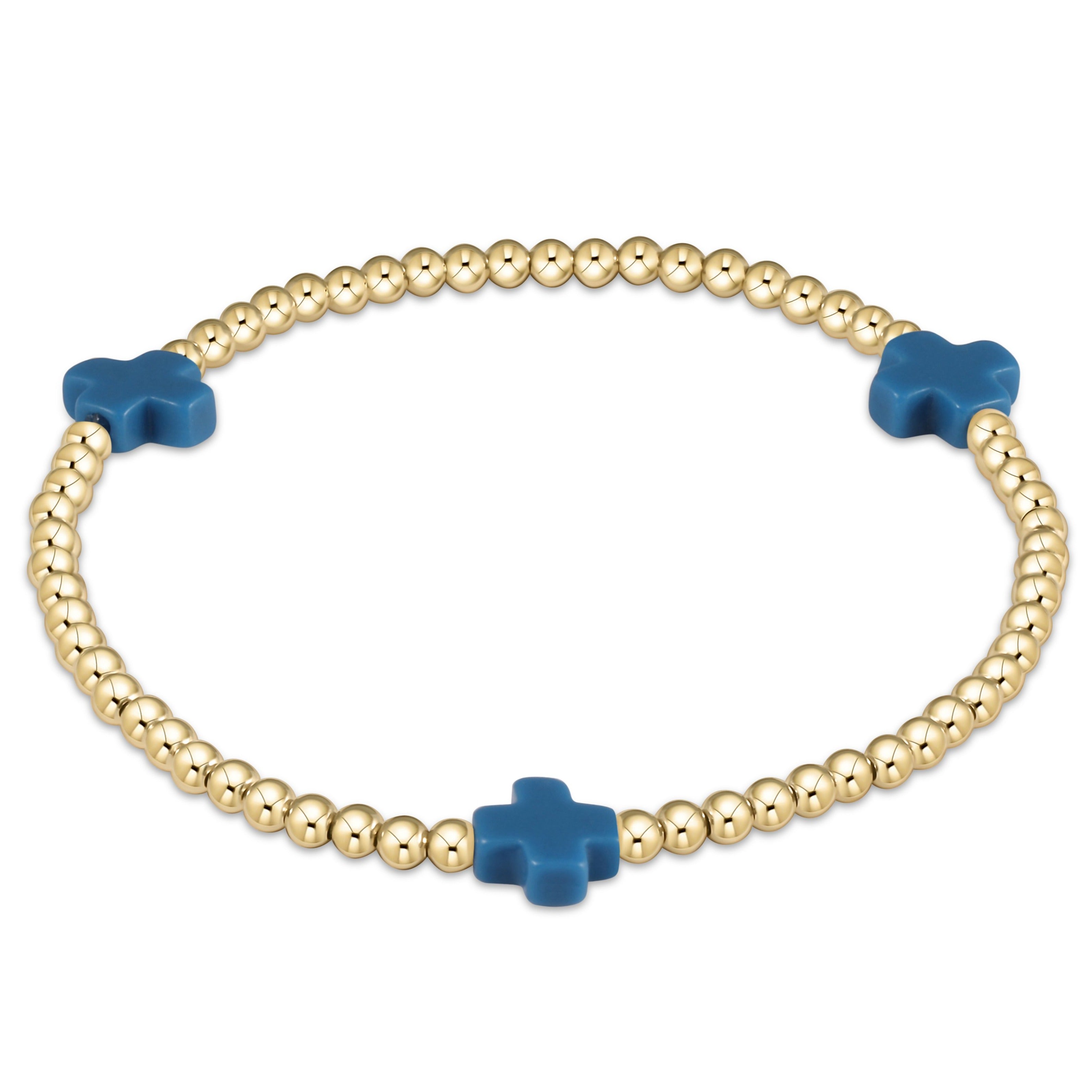 enewton Signature Cross Gold Pattern 3mm Bead Bracelet