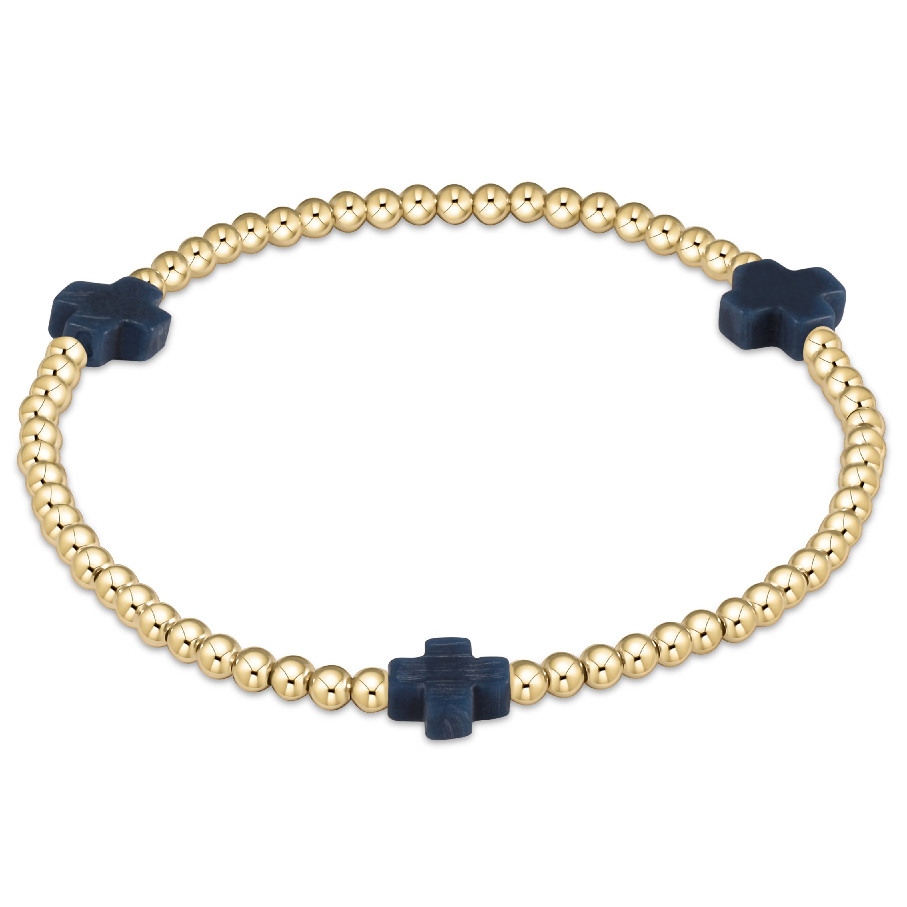 enewton Signature Cross Gold Pattern 3mm Bead Bracelet
