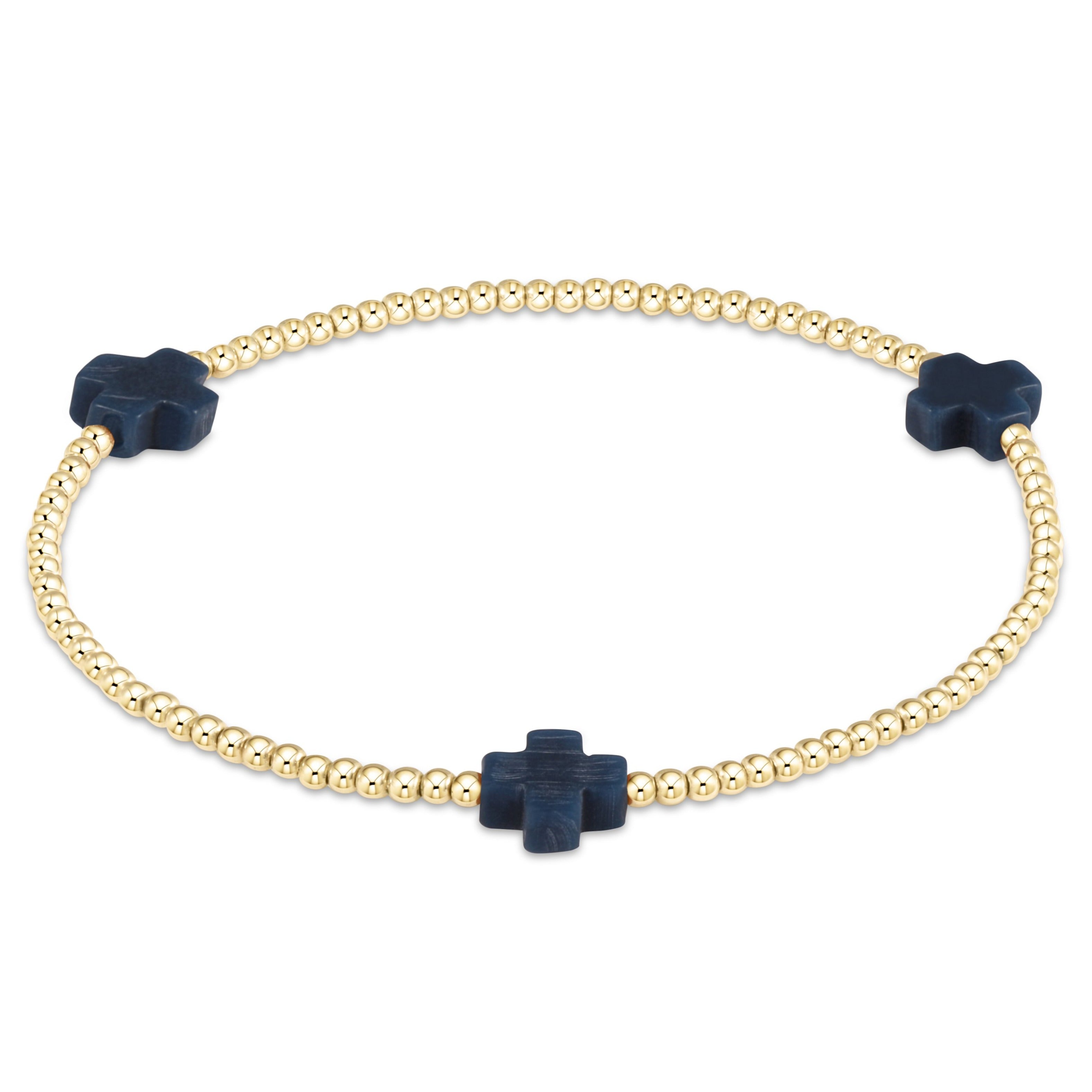 enewton Signature Cross Gold Pattern 2mm Bead Bracelet