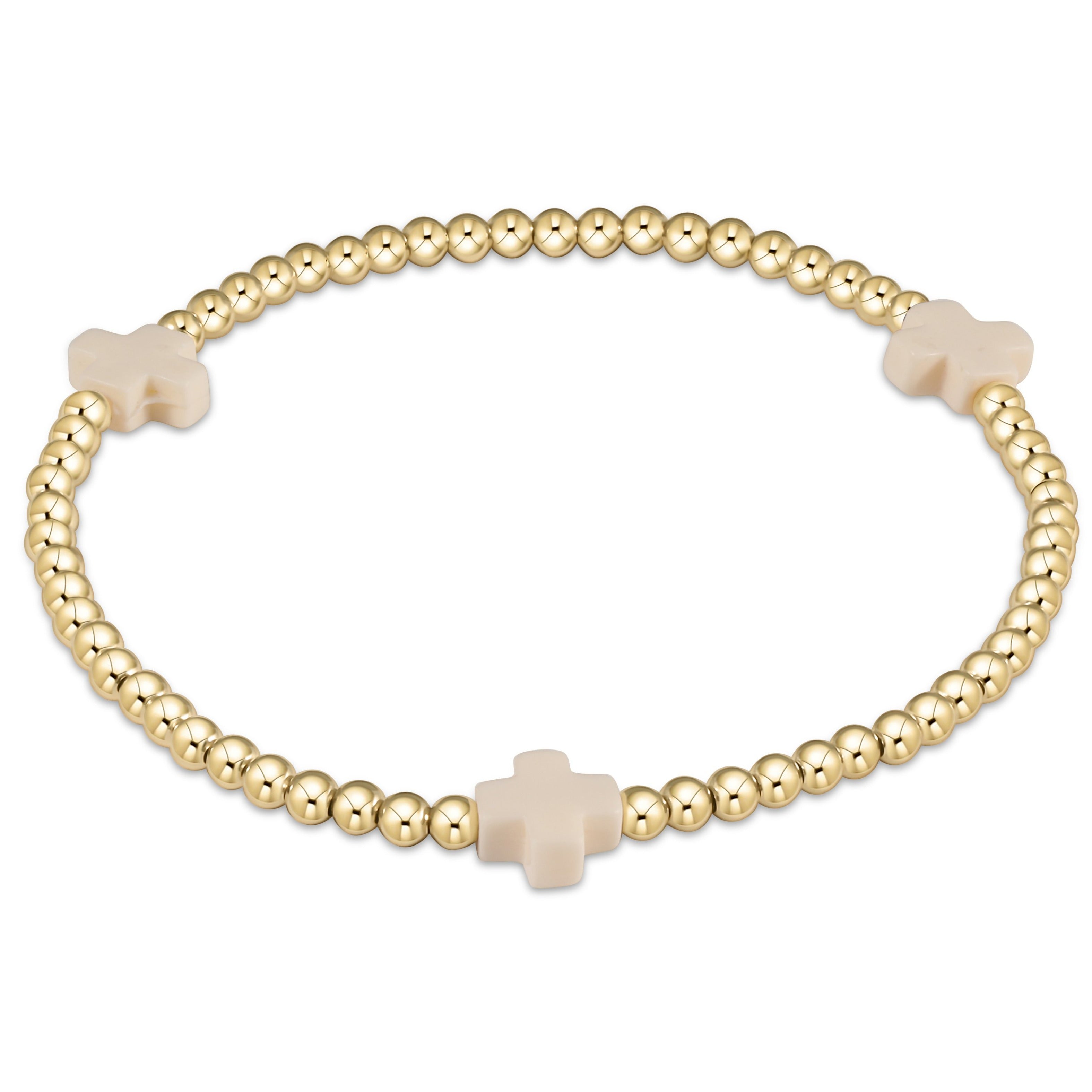 enewton Extends - Signature Cross Gold Pattern 3mm Bead Bracelet