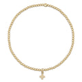 enewton Classic Gold 2mm Bead Bracelet - Signature Cross Small Gold Charm