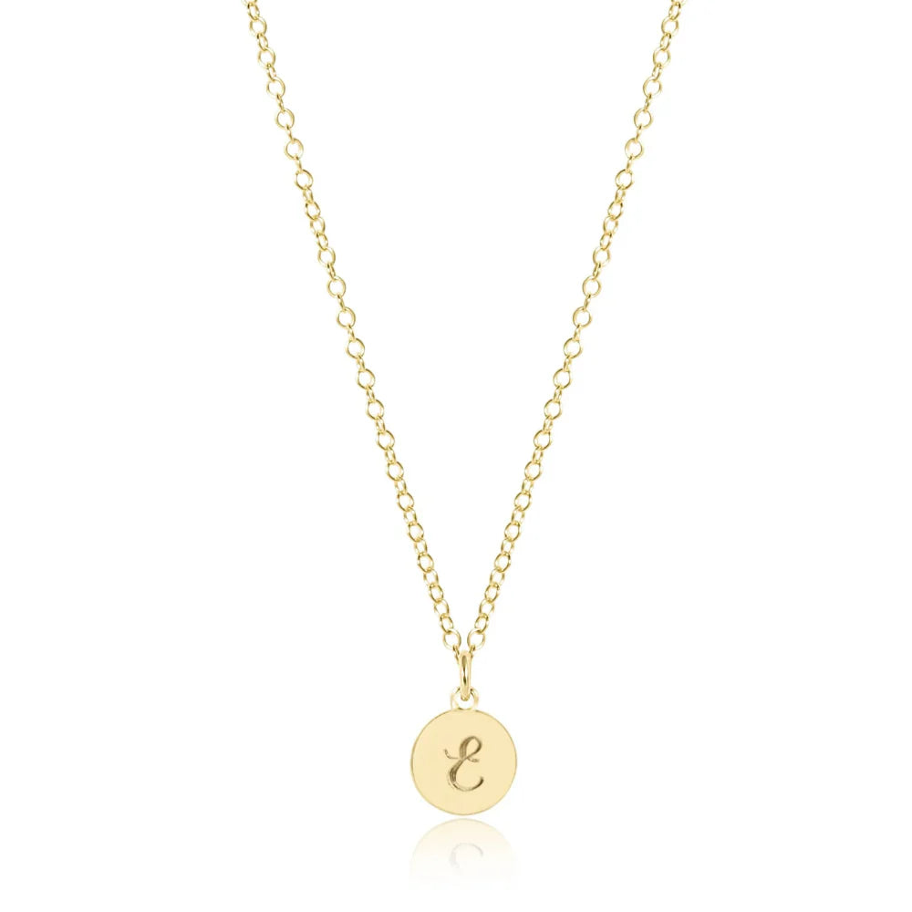 enewton 16" Necklace Gold - Respect Small Gold Disc - CURSIVE Letter T