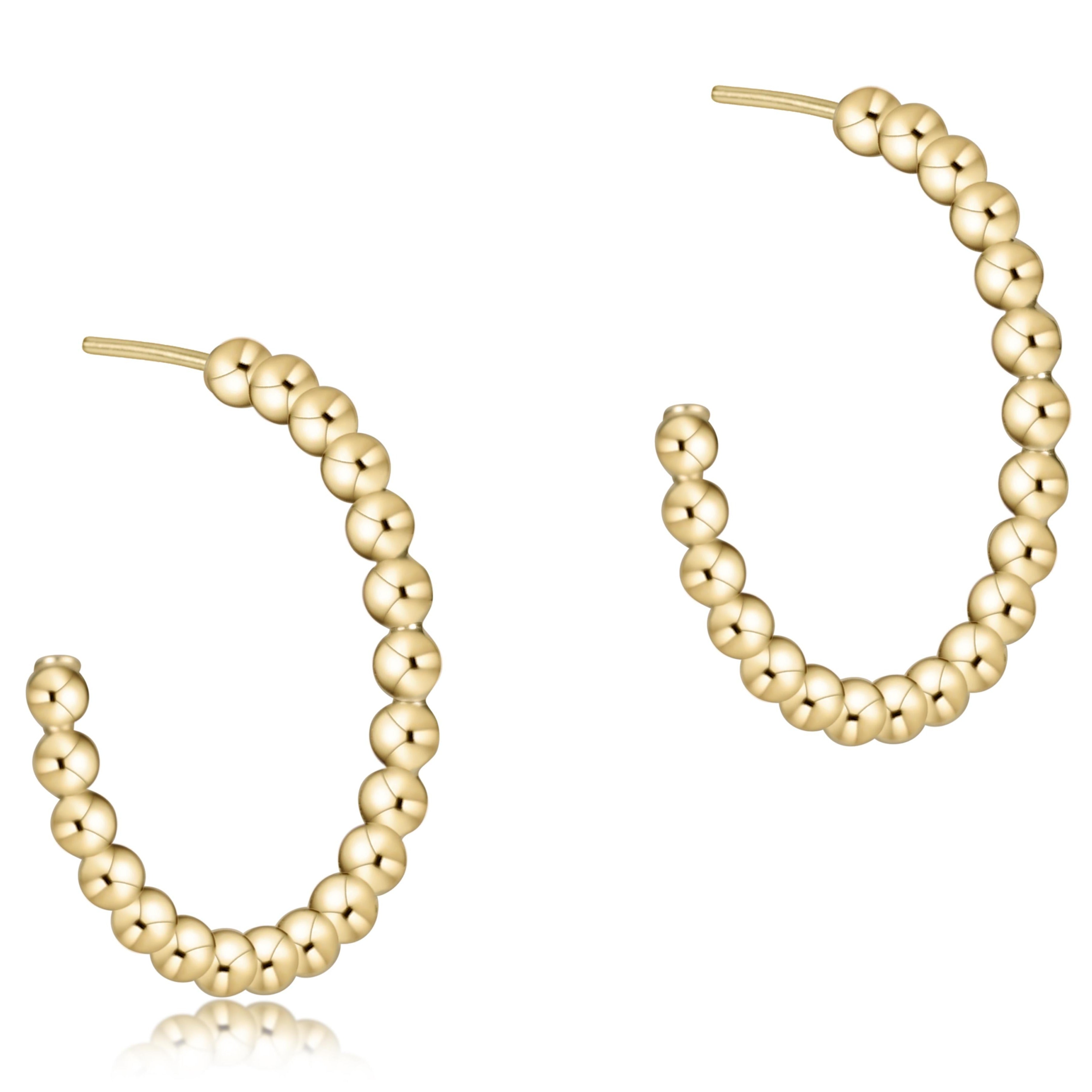 enewton Beaded Classic 1.25" Post Hoop - 4mm Gold