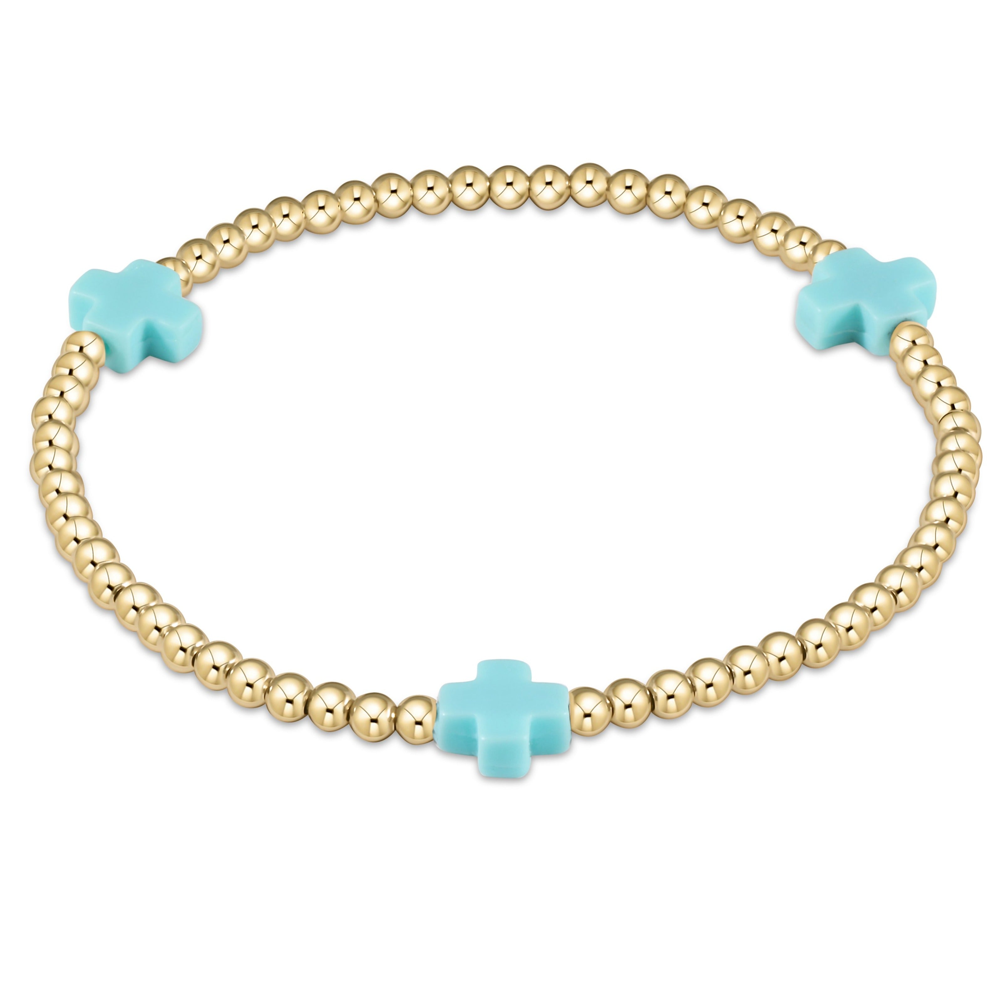 enewton Signature Cross Gold Pattern 3mm Bead Bracelet