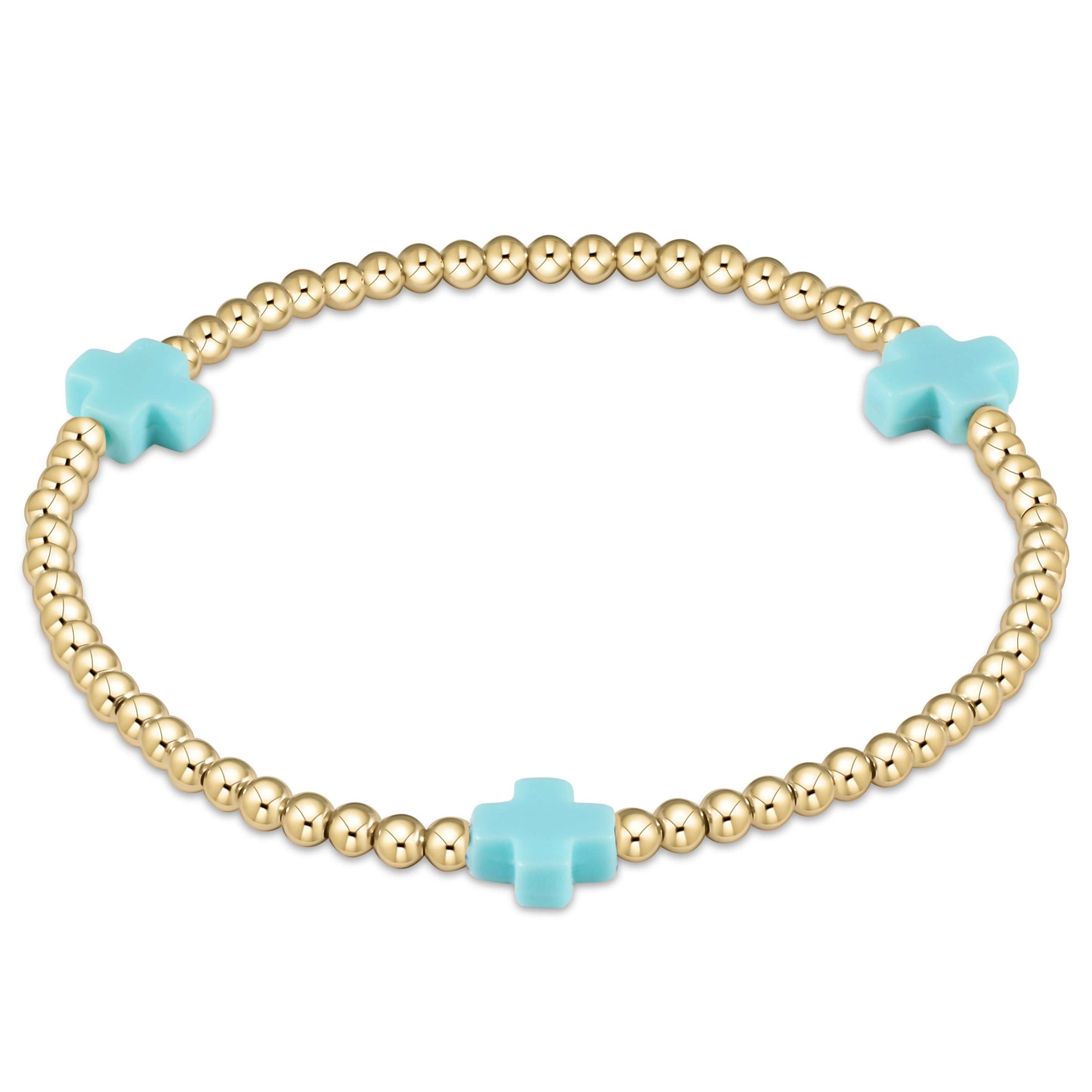 enewton Extends - Signature Cross Gold Pattern 3mm Bead Bracelet