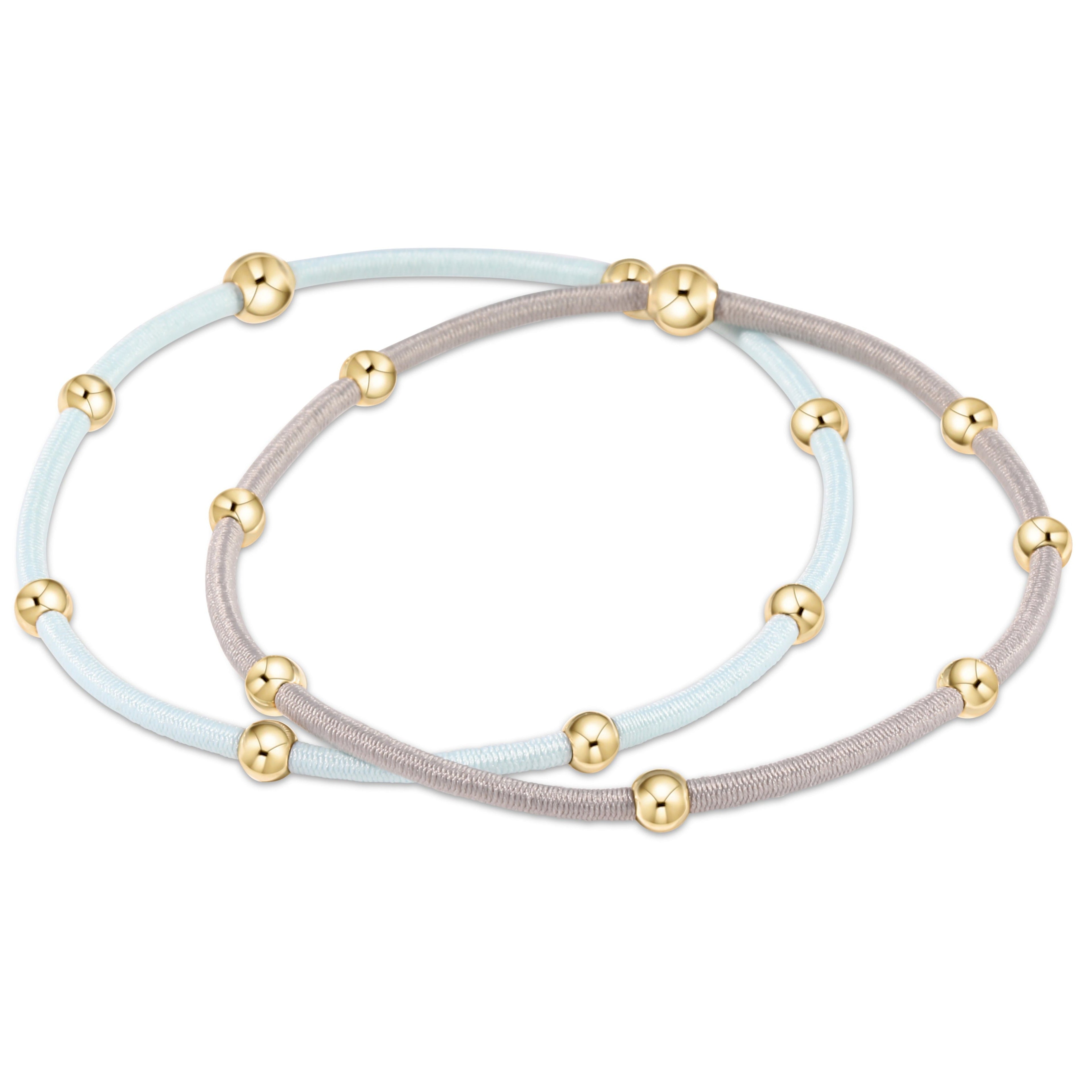 enewton "e"ssentials Bracelet Stack of 2 - Signature Set Mint/Grey