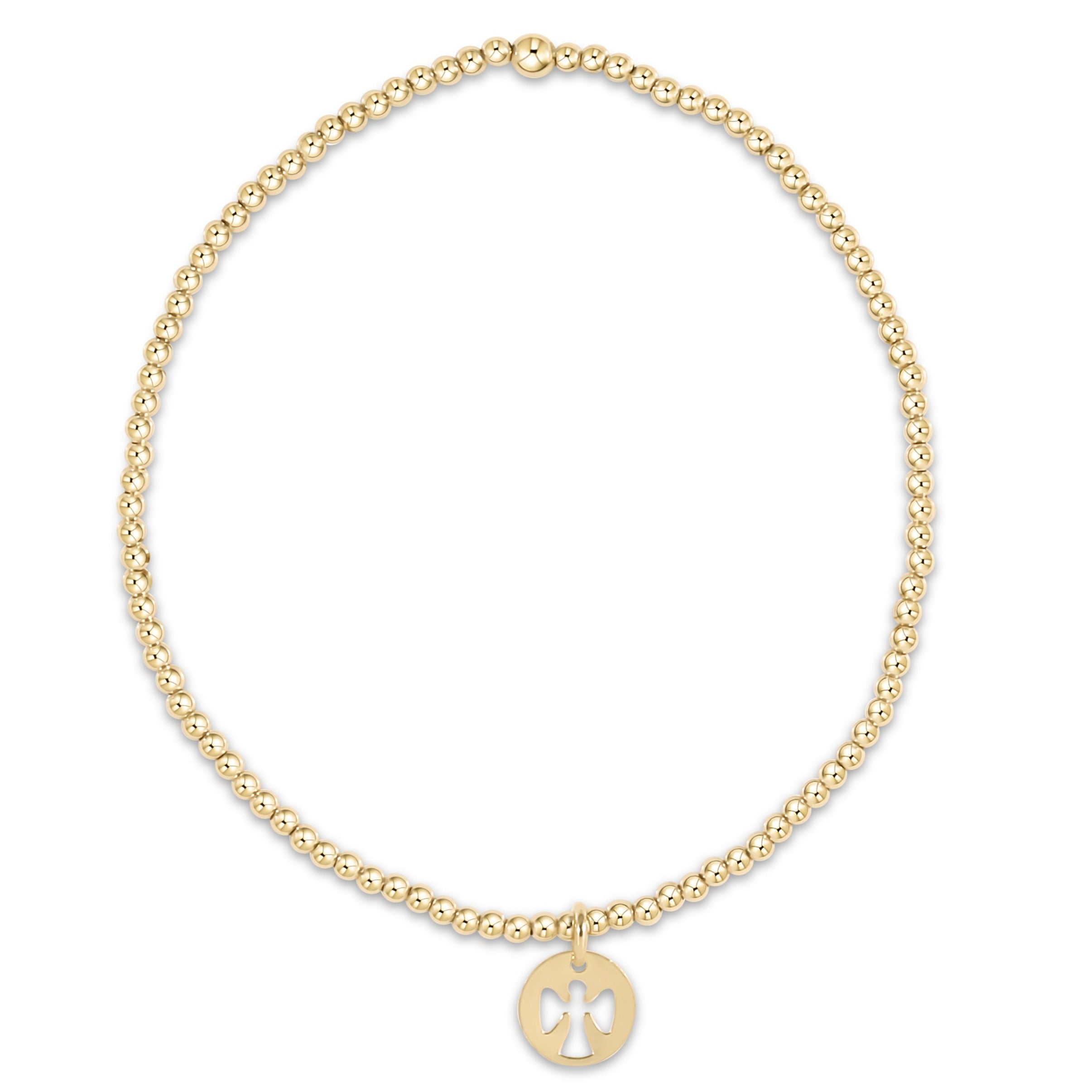enewton Classic Gold 2mm Bead Bracelet - Guardian Angel Small Disc