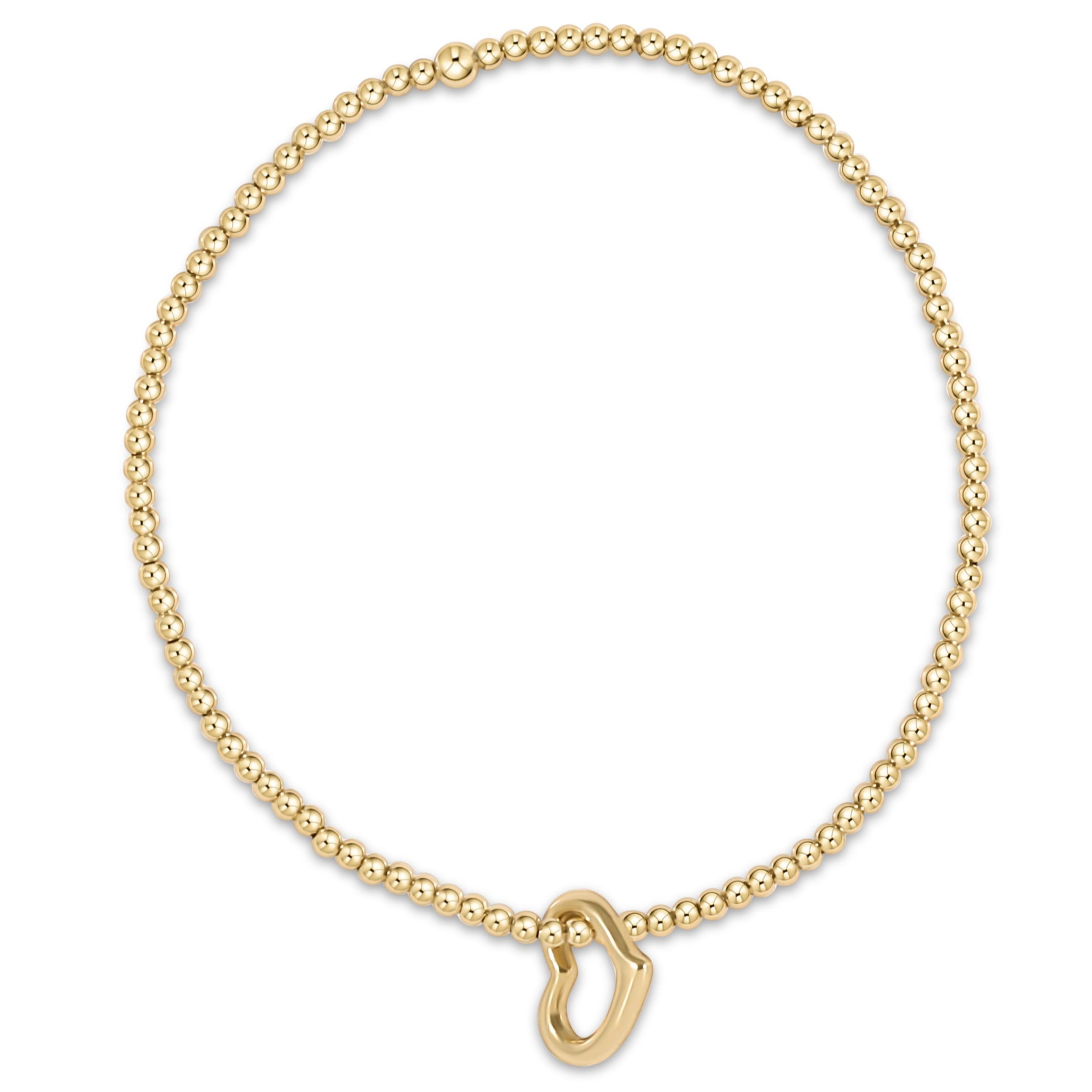 enewton Classic Gold 2.5mm Bead Bracelet - Love Gold Charm