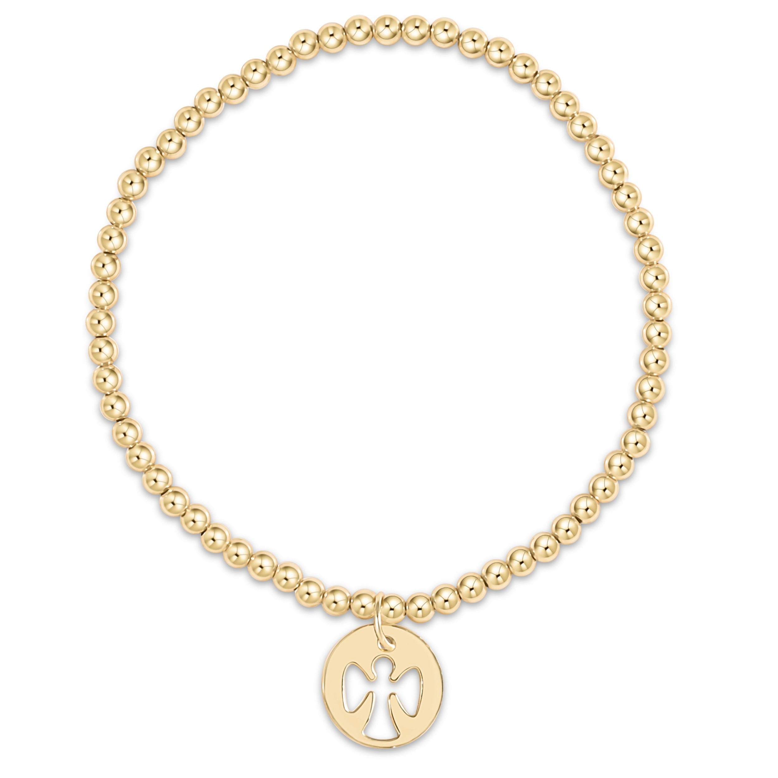 enewton Classic Gold 3mm Bead Bracelet - Guardian Angel Disc