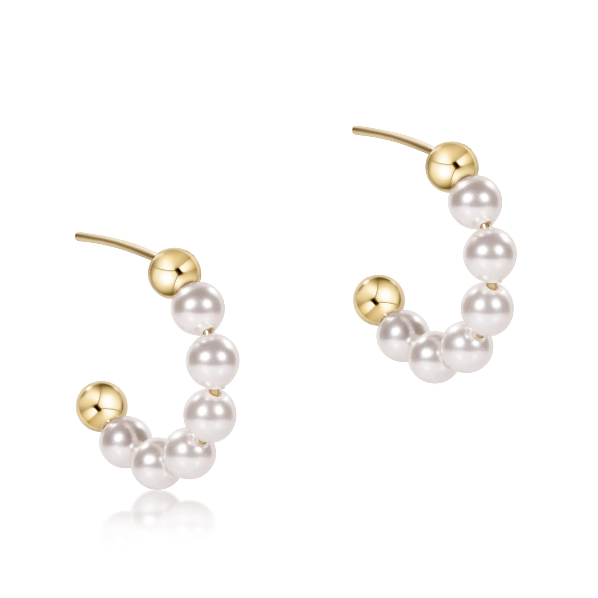 Beaded Classic 1" Post Hoop - 4mm Pearl