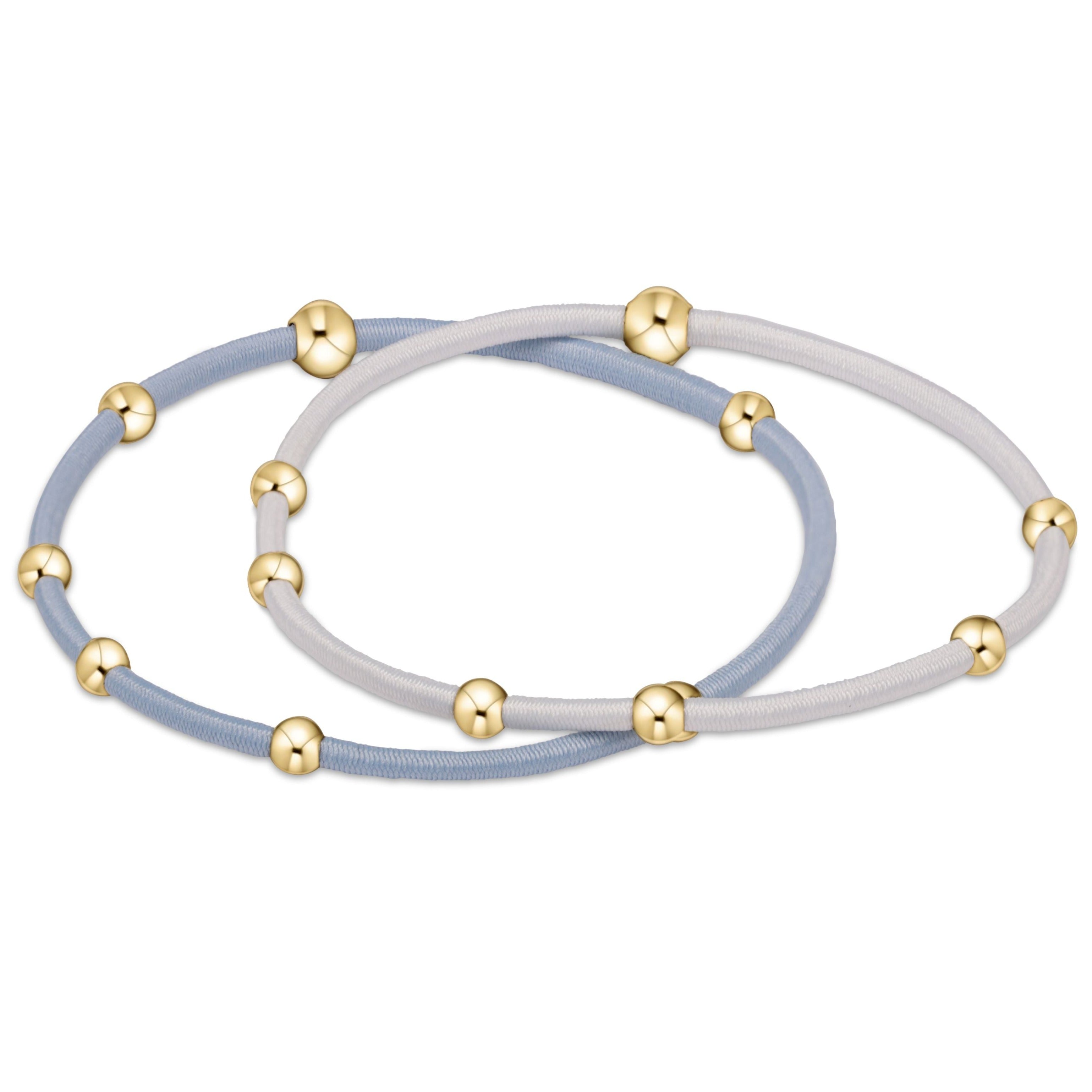 enewton "e"ssentials Gameday Bracelet Stack of 2 - Light Blue & White