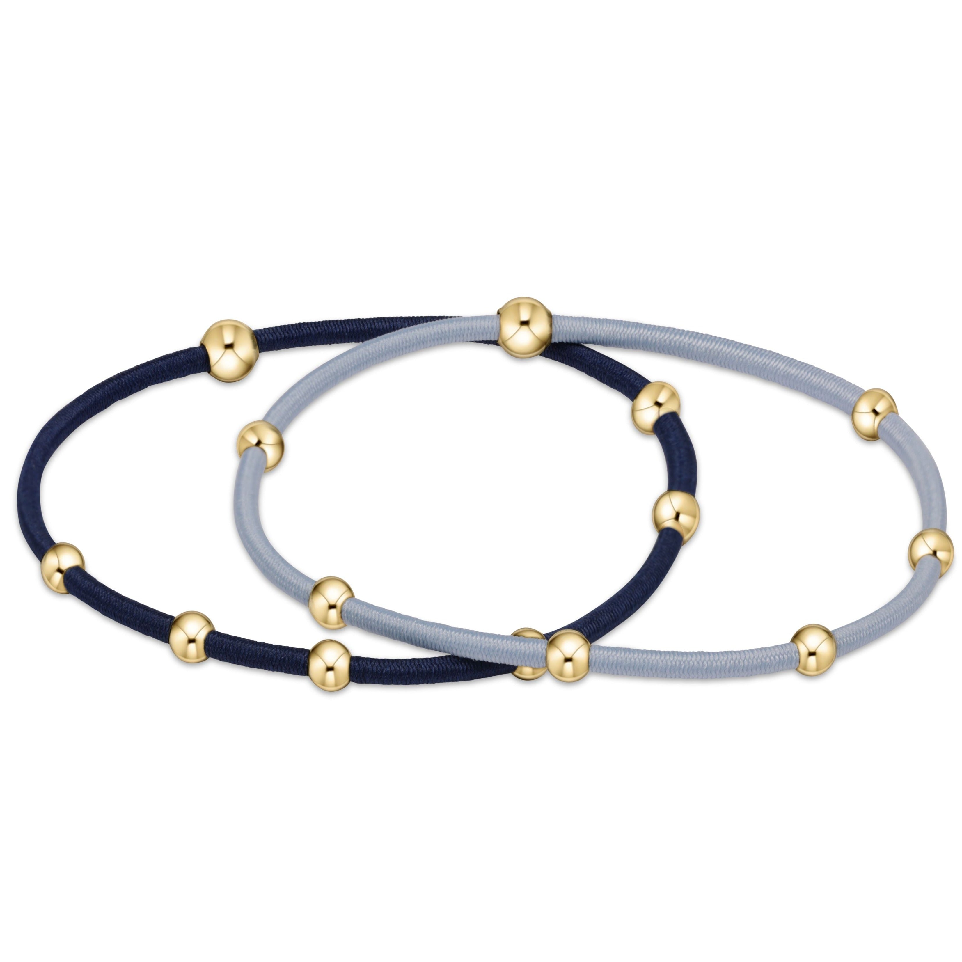 enewton "e"ssentials Gameday Bracelet Stack of 2 - Light Blue & Navy Blue