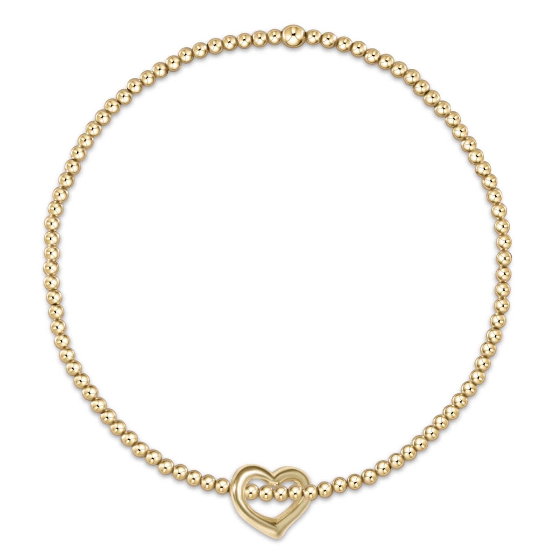 enewton Classic Gold 2mm Bead Bracelet - Love Small Gold Charm