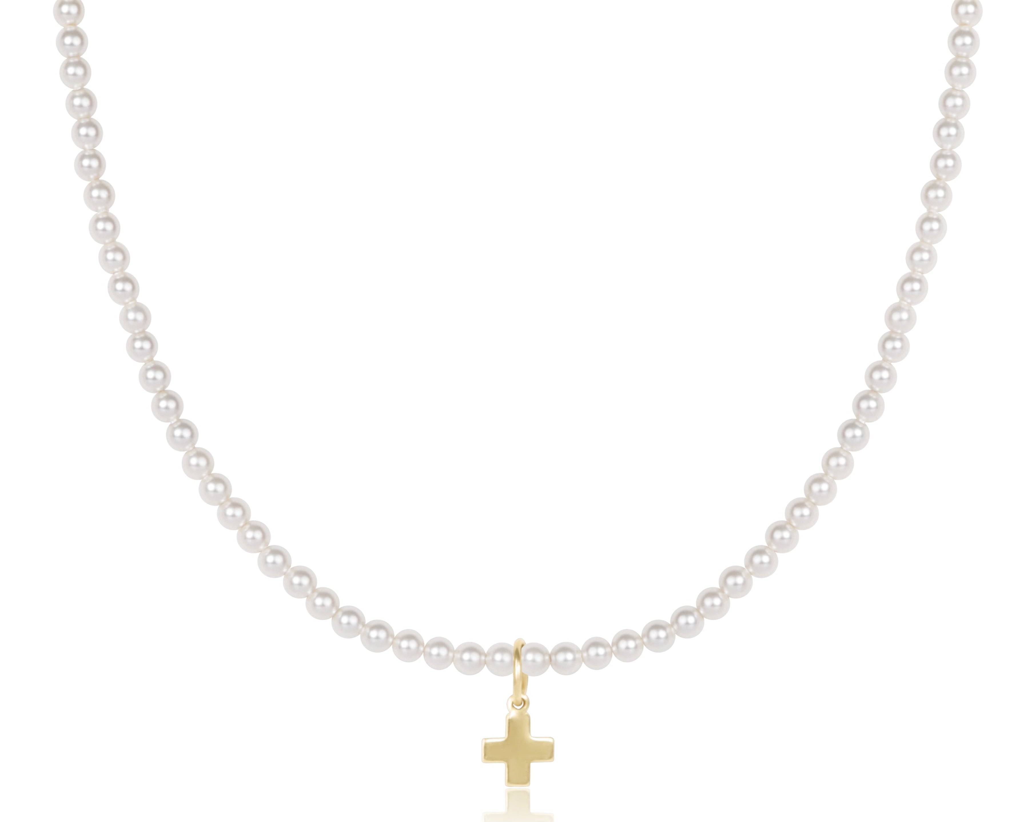 enewton Choker Classic Pearl 3mm Bead - Signature Cross Gold Charm