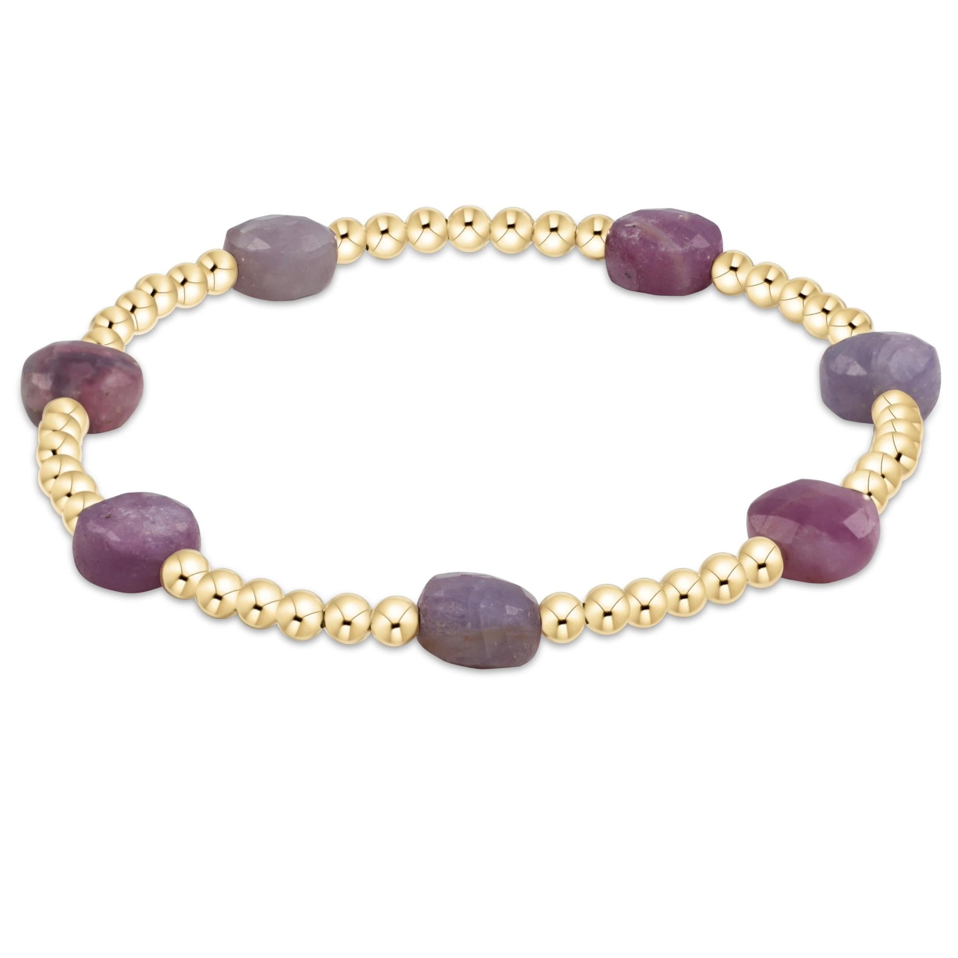 Admire Gold 3mm Bead Bracelet - Ruby