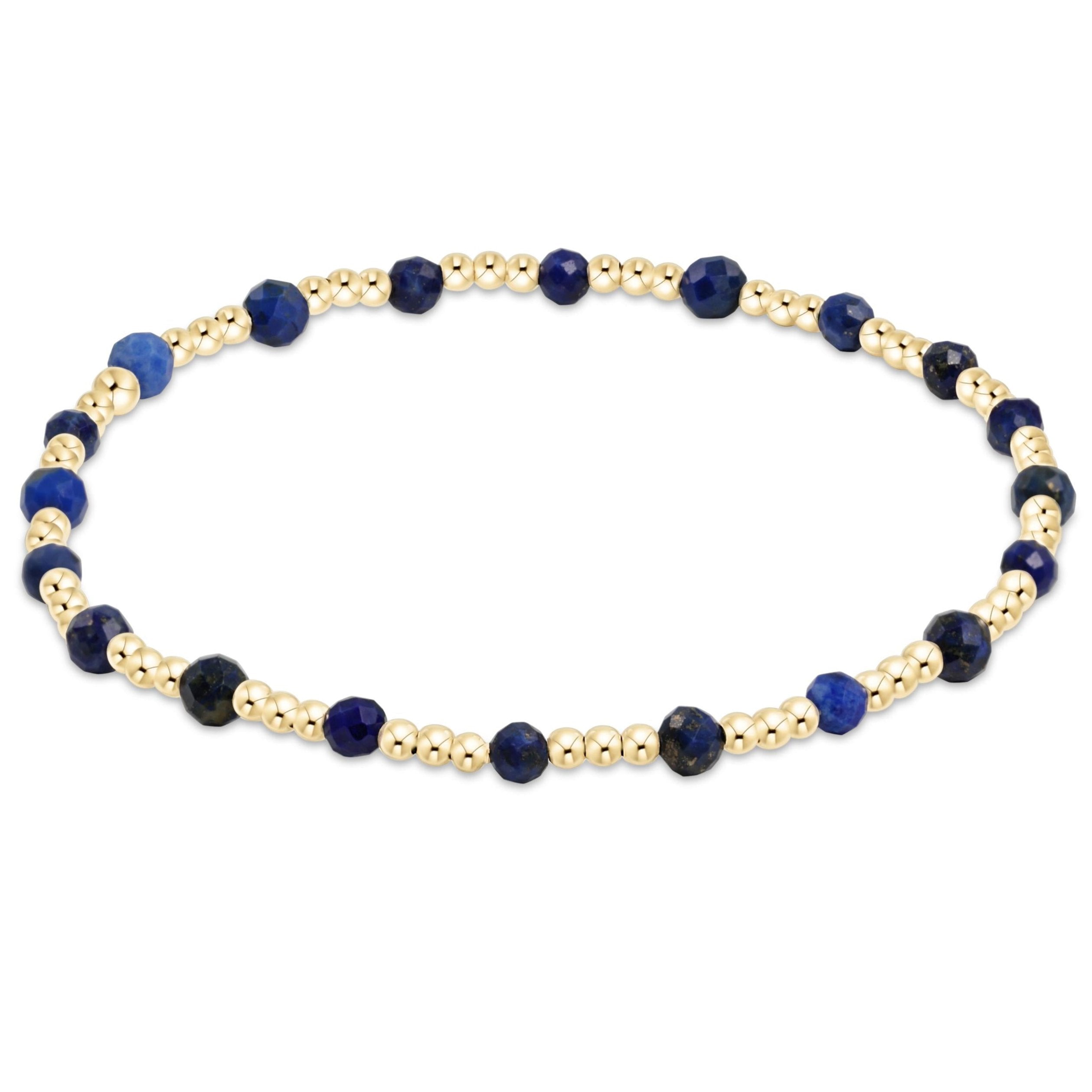 enewton Gemstone Gold Sincerity Pattern 3mm Bead Bracelet - Lapis
