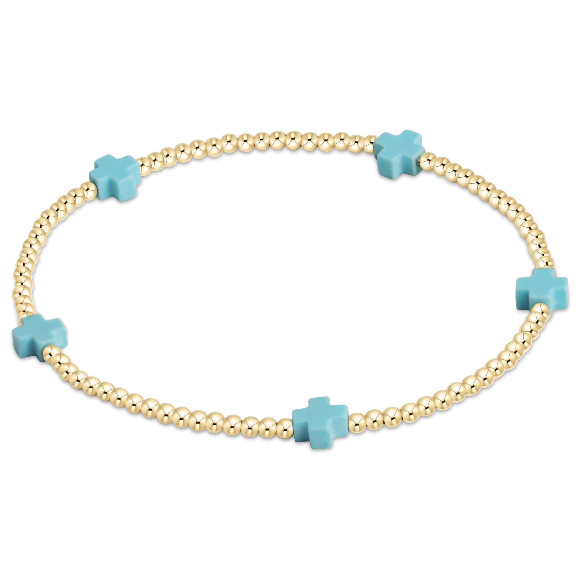 enewton egirl Signature Cross Small Gold Pattern 2mm Bead Bracelet