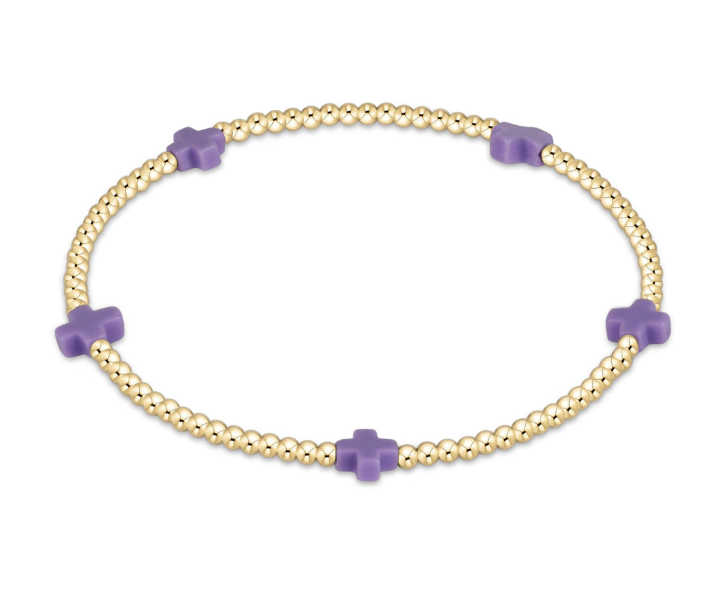 enewton Signature Cross Small Gold Pattern 2mm Bead Bracelet