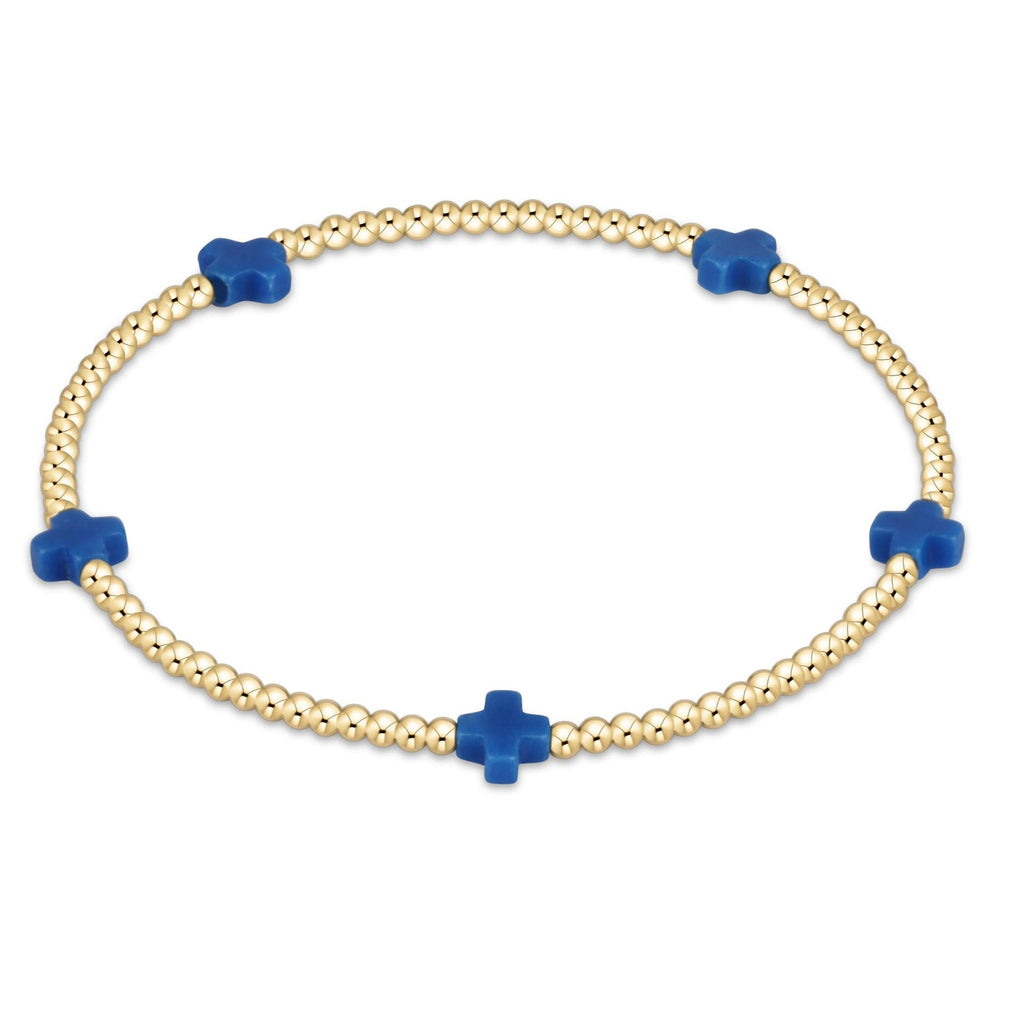 enewton Signature Cross Small Gold Pattern 2mm Bead Bracelet