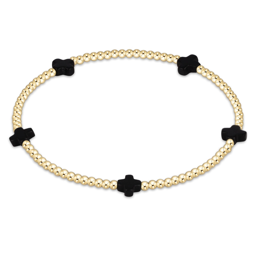 enewton Signature Cross Small Gold Pattern 2mm Bead Bracelet