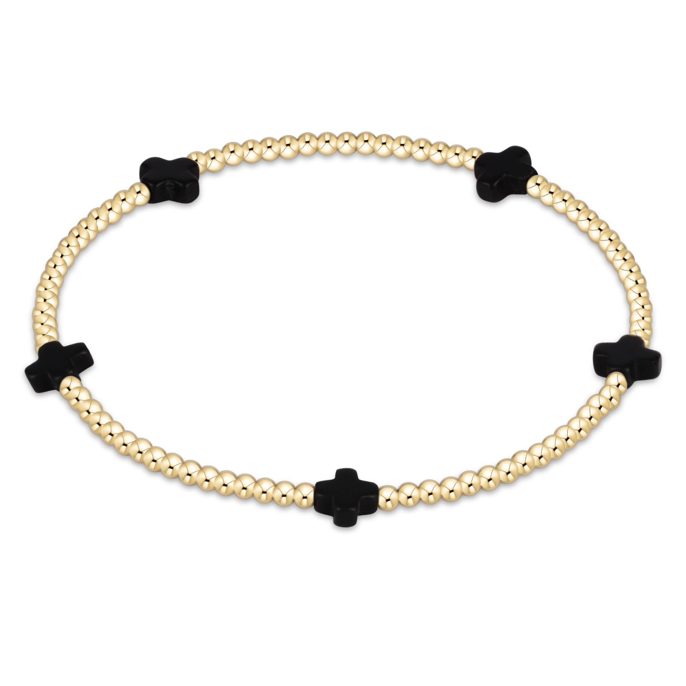 enewton Signature Cross Small Gold Pattern 2mm Bead Bracelet