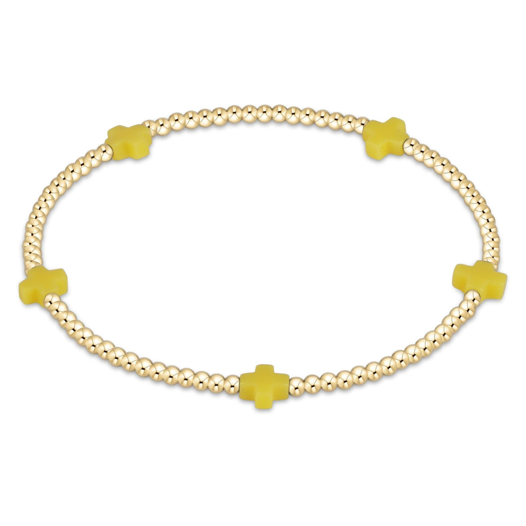 enewton Signature Cross Small Gold Pattern 2mm Bead Bracelet