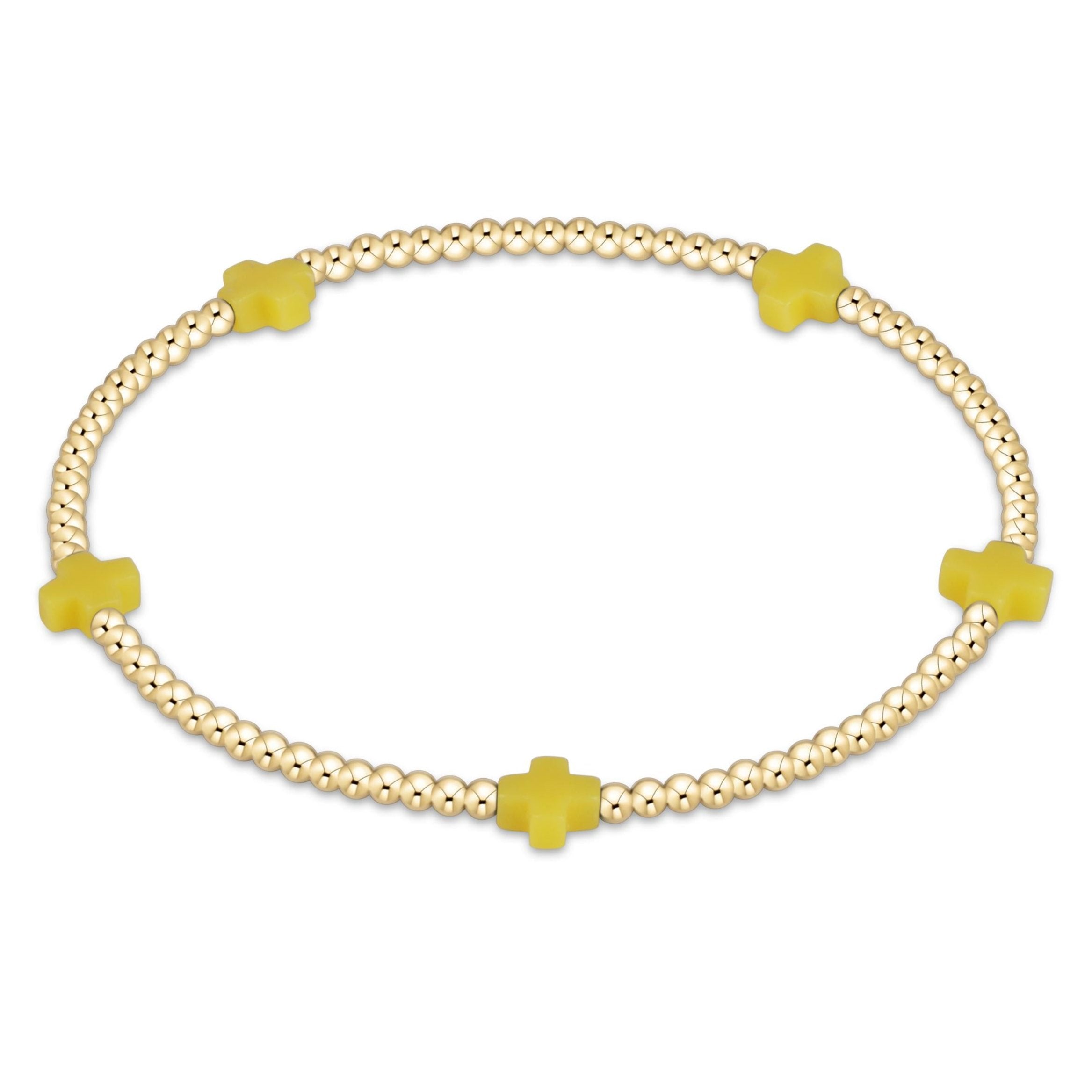 enewton Signature Cross Small Gold Pattern 2mm Bead Bracelet