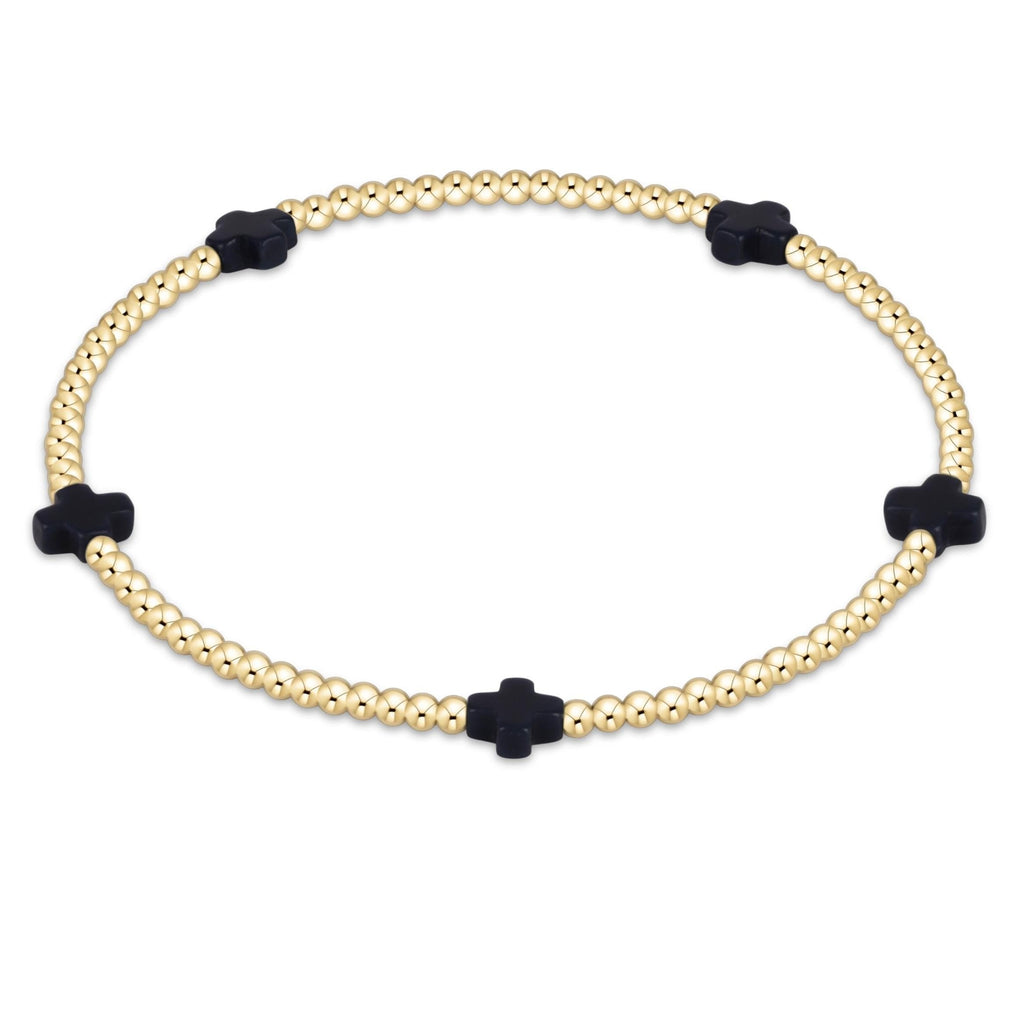 enewton Signature Cross Small Gold Pattern 2mm Bead Bracelet