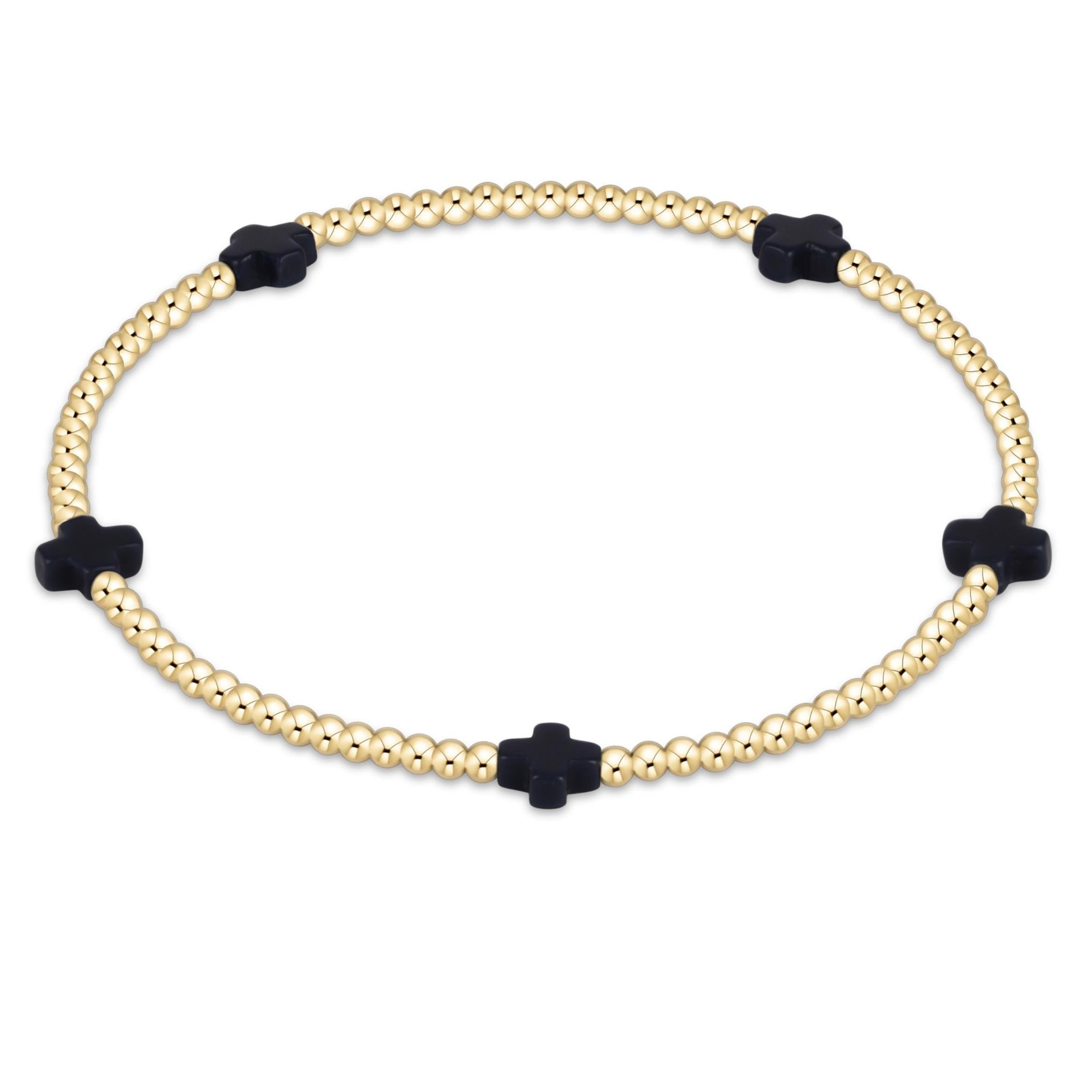 enewton Signature Cross Small Gold Pattern 2mm Bead Bracelet