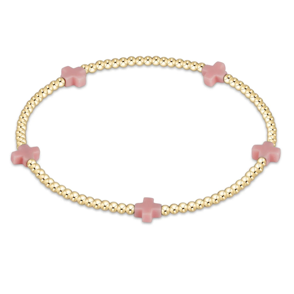 enewton egirl Signature Cross Small Gold Pattern 2mm Bead Bracelet