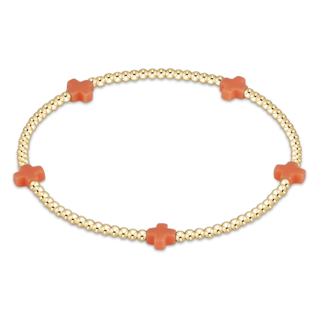enewton Signature Cross Small Gold Pattern 2mm Bead Bracelet