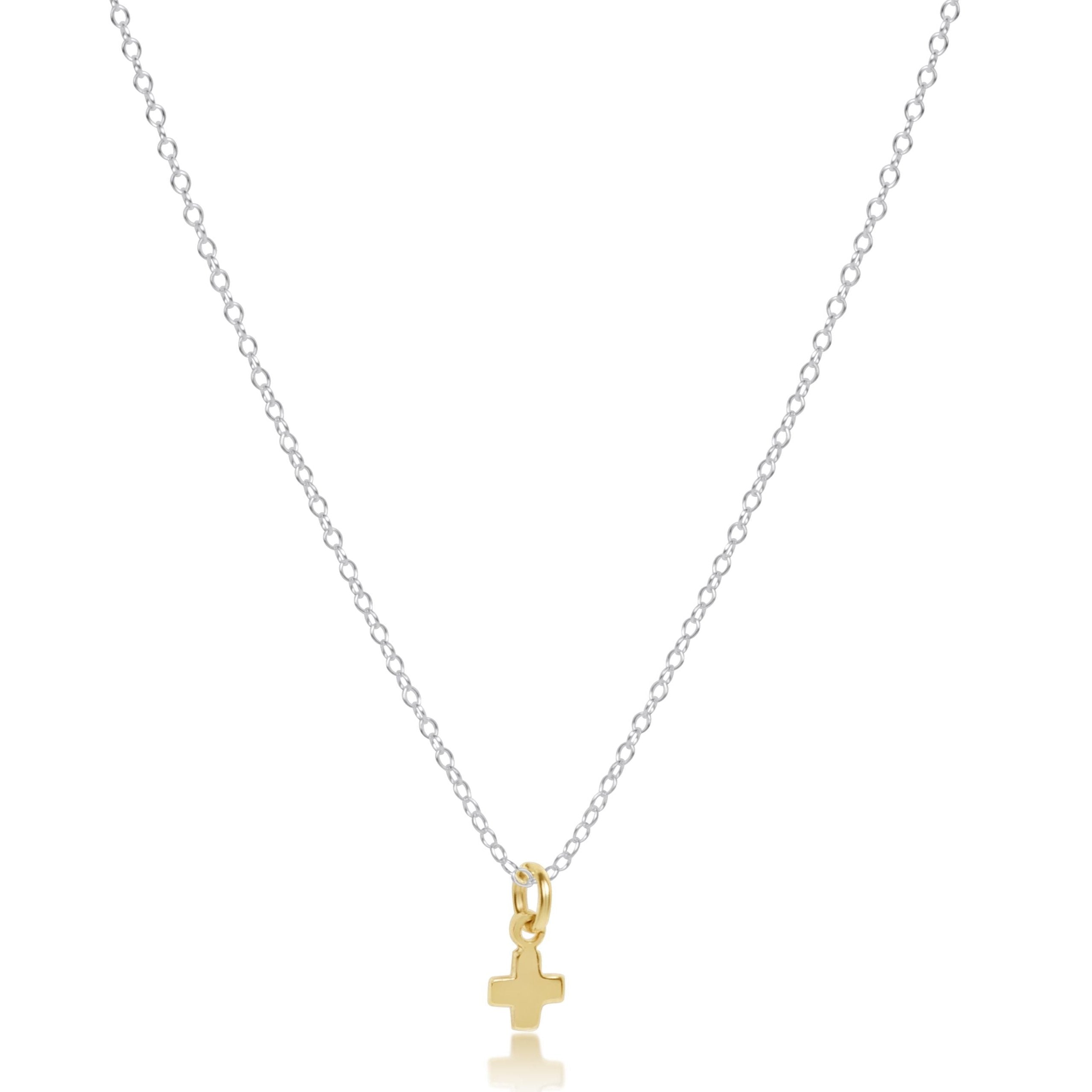 enewton 16" Necklace Sterling Mixed Metal - Signature Cross Small Gold Charm