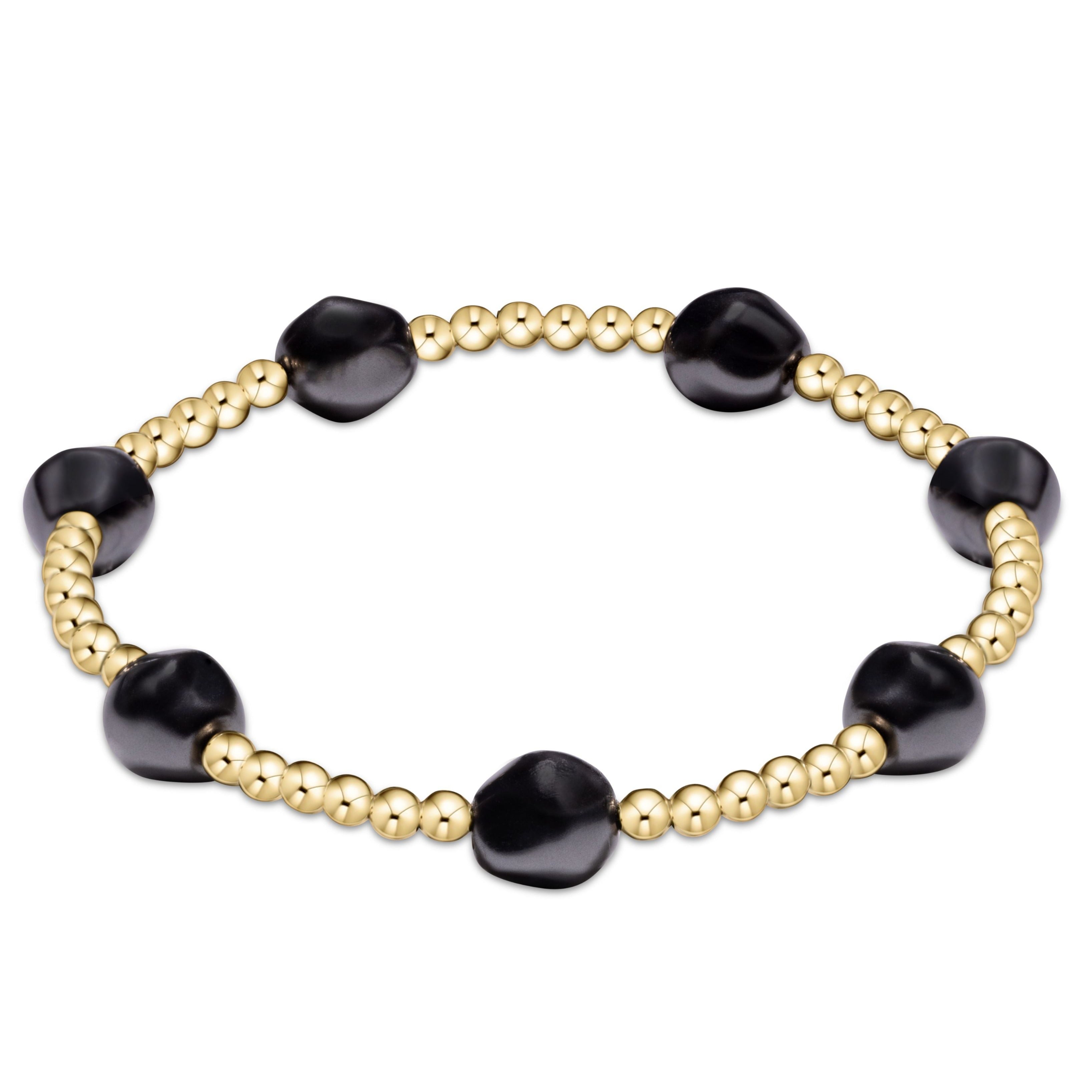 enewton Admire Gold 3mm Bead Bracelet - Pearl - Dark Grey