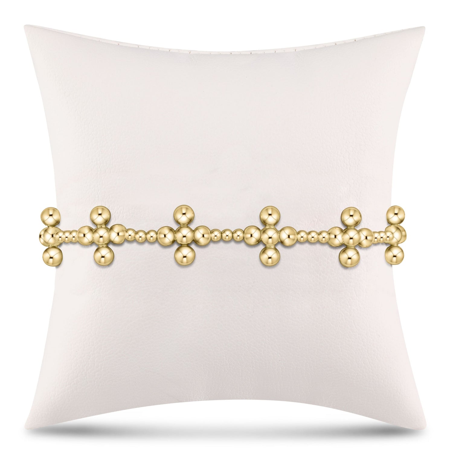 enewton Signature Cross Sincerity Pattern 2.5mm Bead Bracelet - Classic Beaded Signature Cross Gold - 4mm Bead Gold