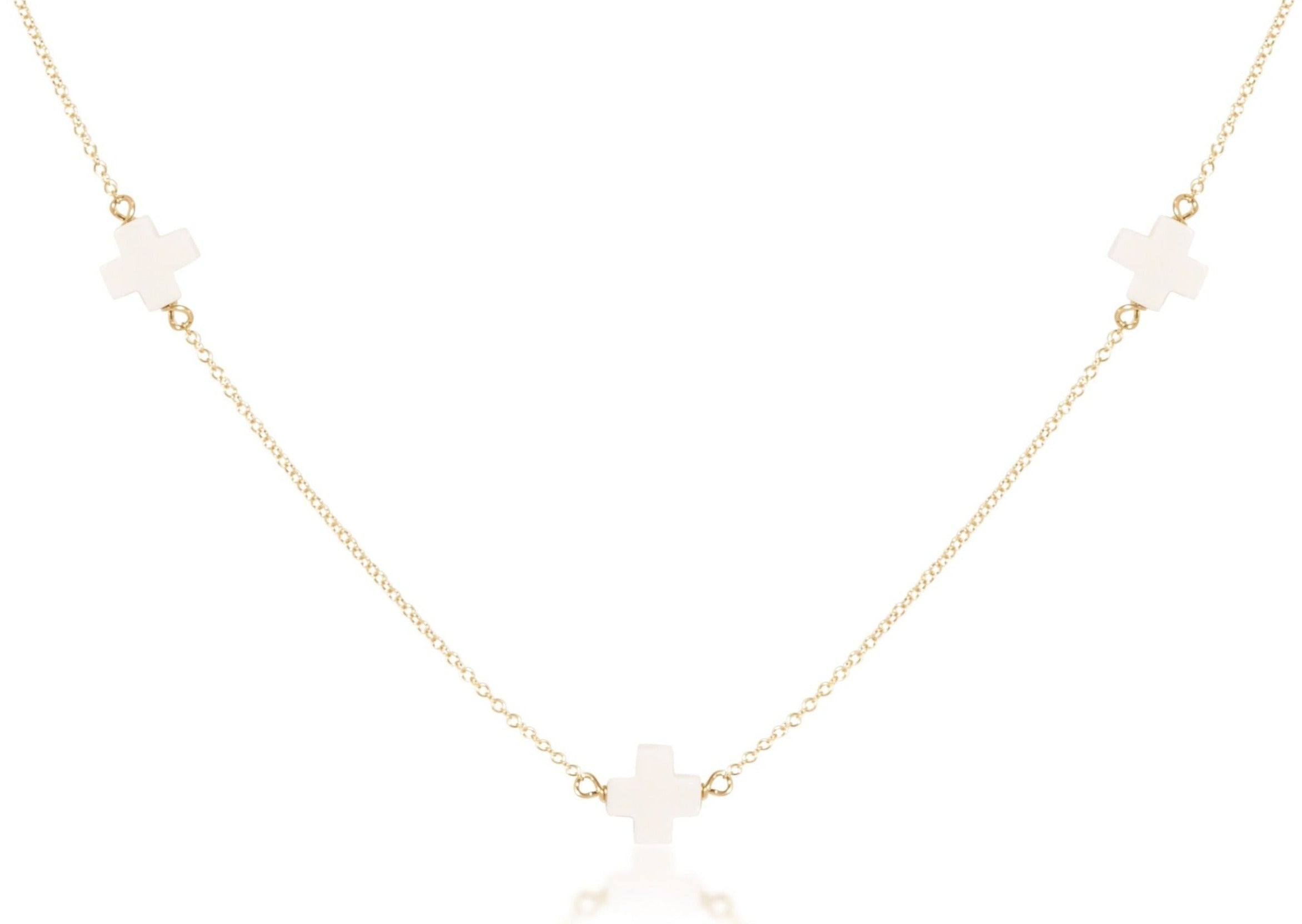 enewton Choker Simplicity Chain Gold - Signature Cross Off-White