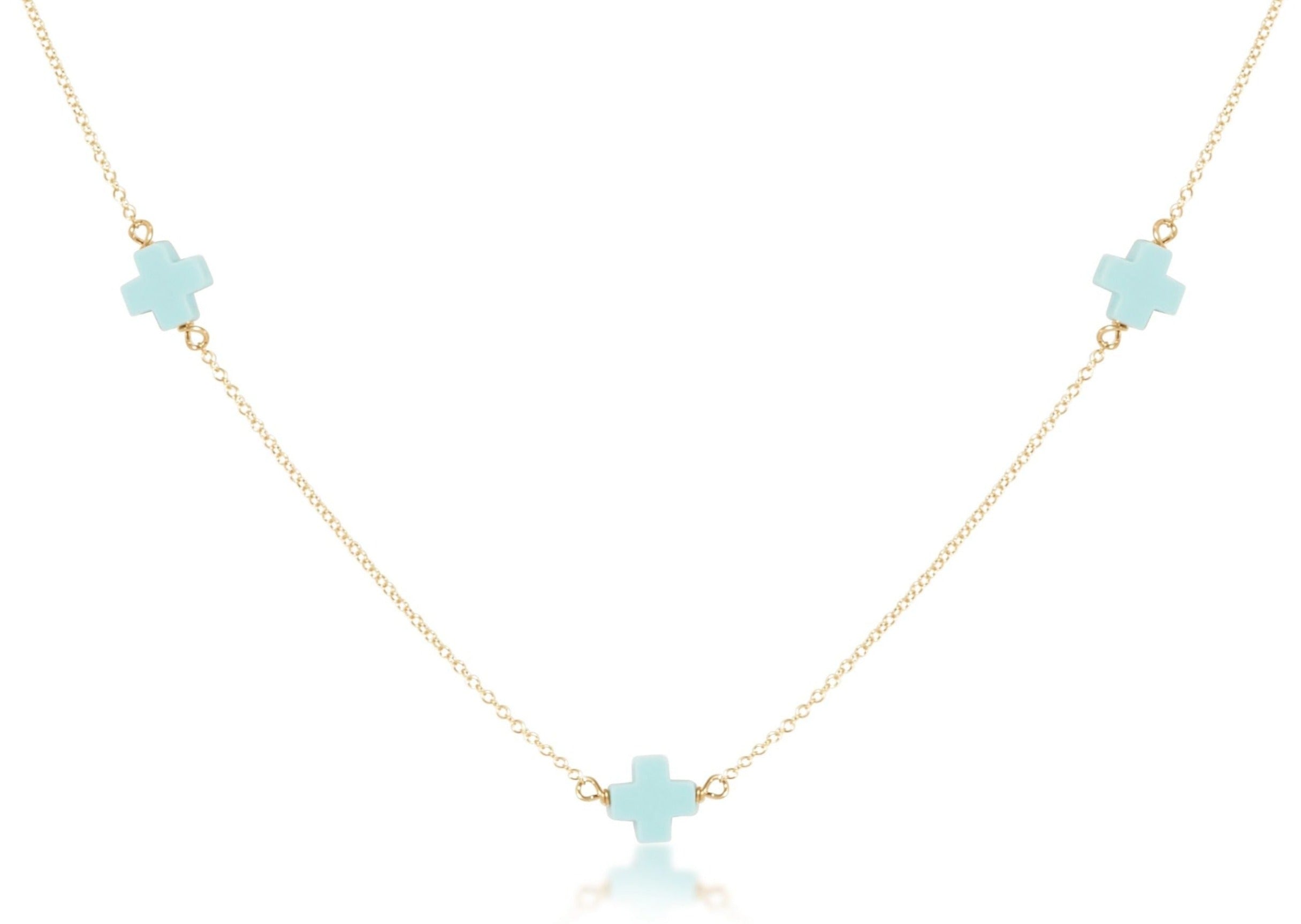 enewton Simplicity Choker Chain Gold - Signature Cross Turquoise