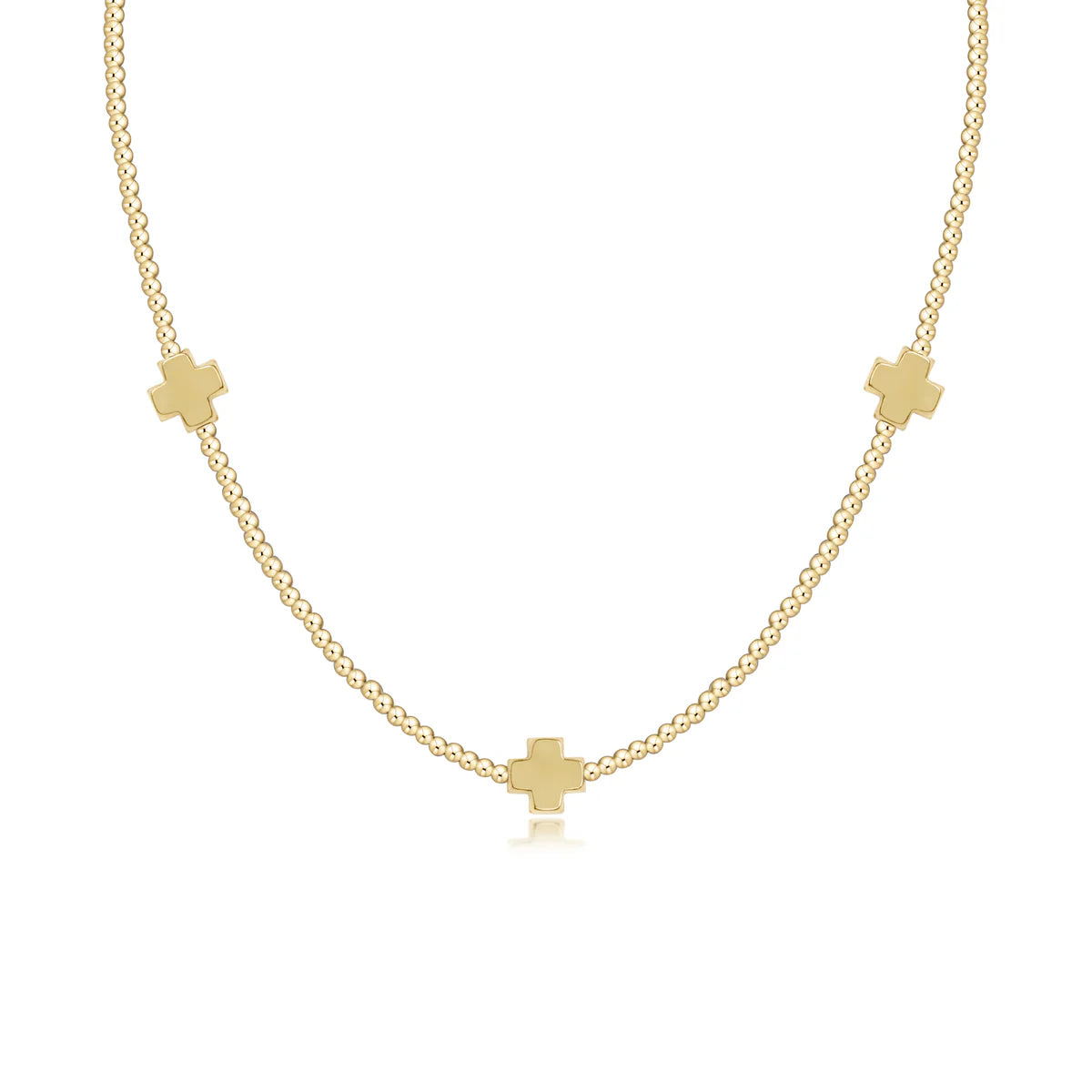 enewton Choker Signature Cross Gold Pattern 2mm Bead - Signature Cross Gold