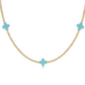enewton 15" Choker Signature Cross Gold Pattern 2mm Bead - Turquoise