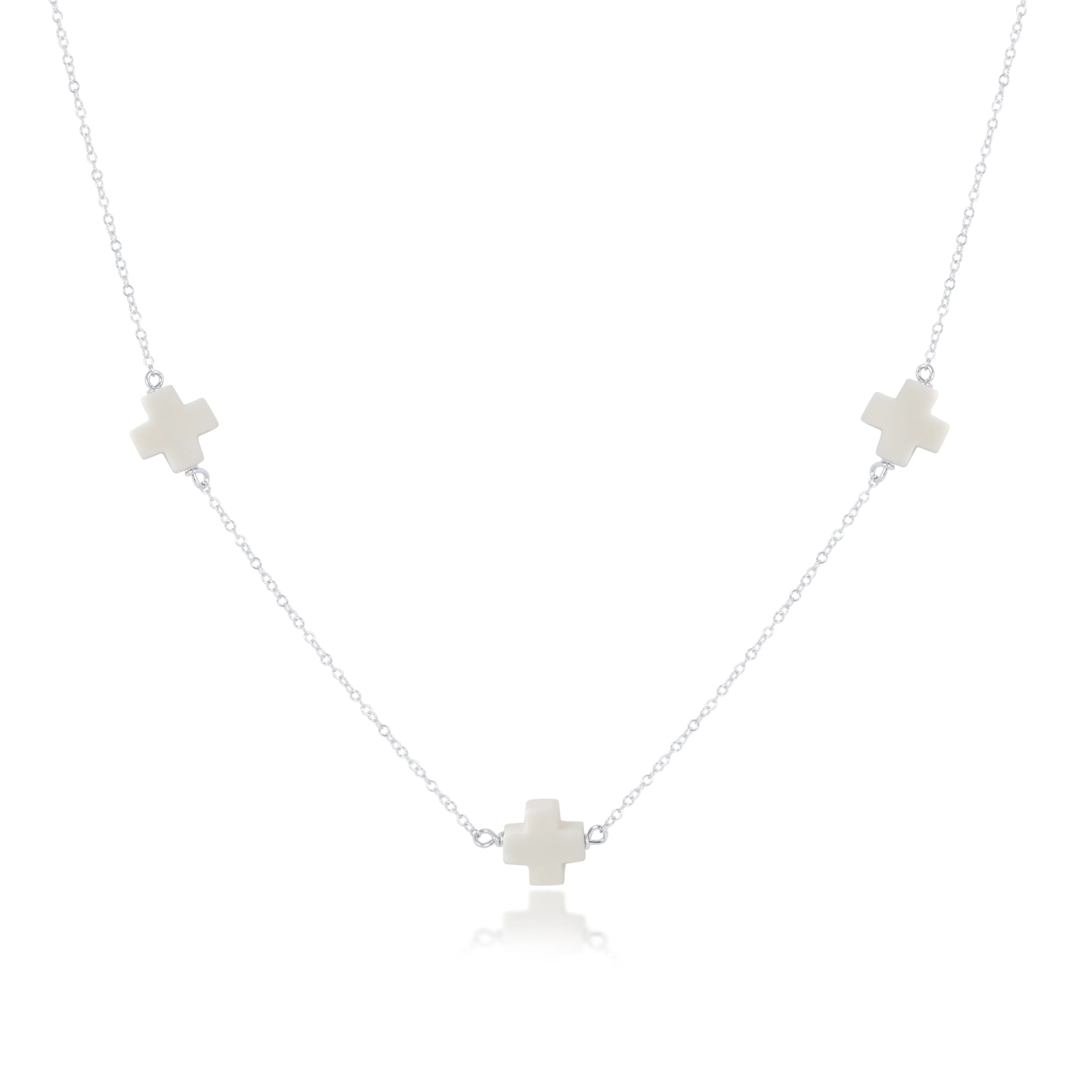 enewton Choker Simplicity Chain Sterling - Signature Cross Off-White