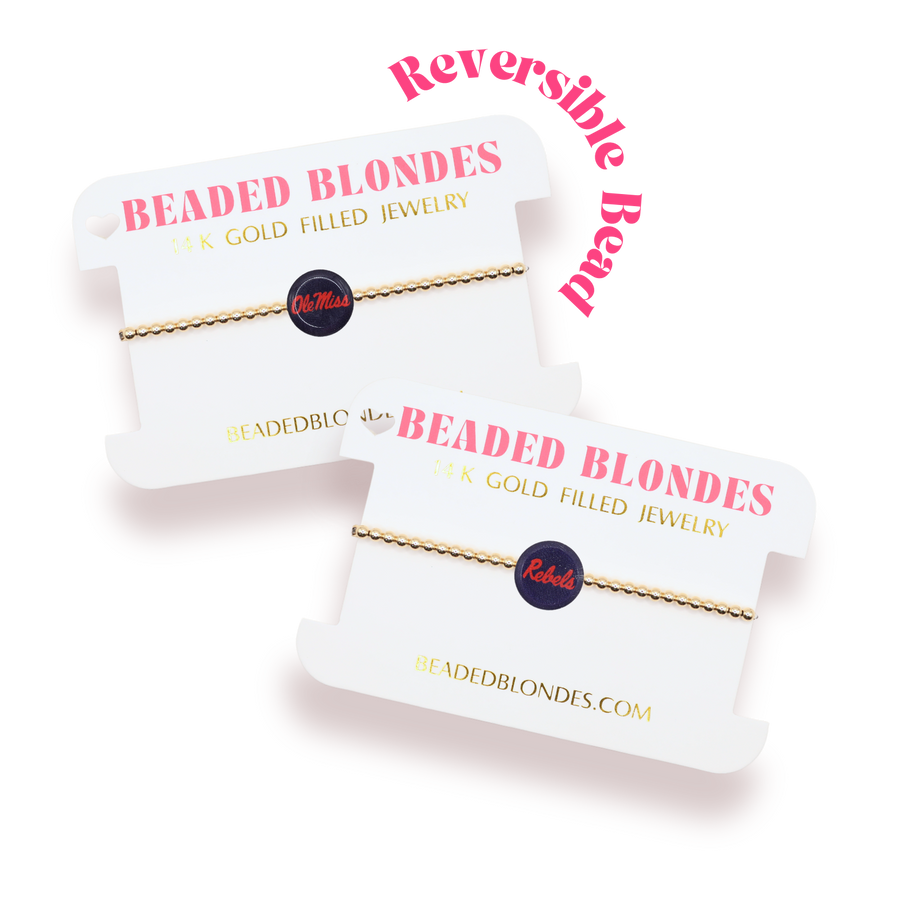 Beaded Blondes Ole Miss Rebels Gold Logo Bracelete Standard 6.75 inch