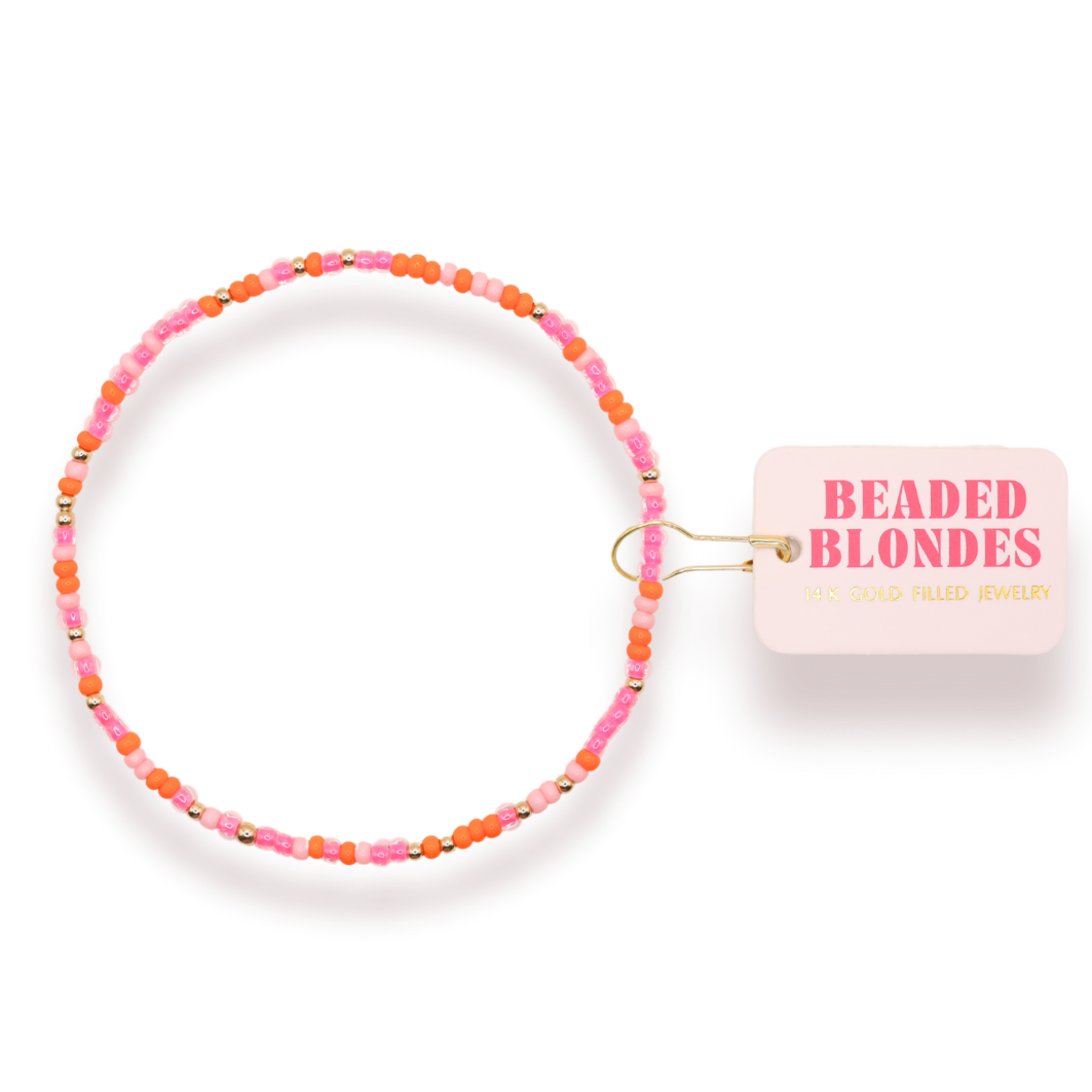 Beaded Blondes Pinks & Orange Sprinkle Bracelet Standard 6.75 inch