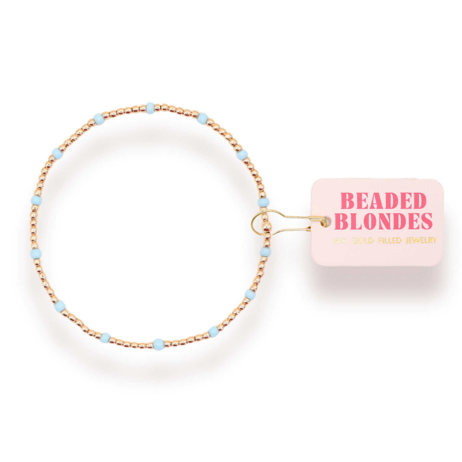 Beaded Blondes Powder Blue Dainty Poppi Bracelet Standard 6.75 inch