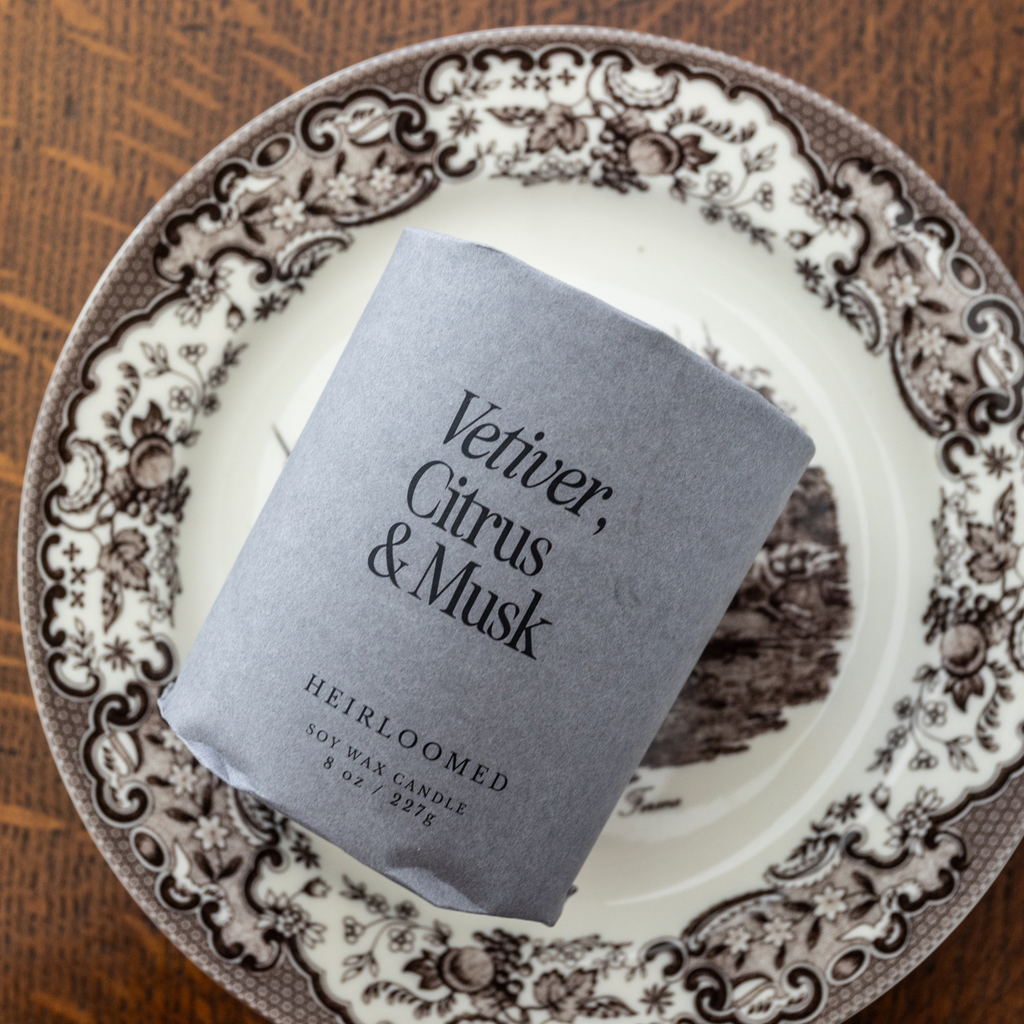 Heirloomed Candle - Vetiver, Citrus & Musk - 8 oz