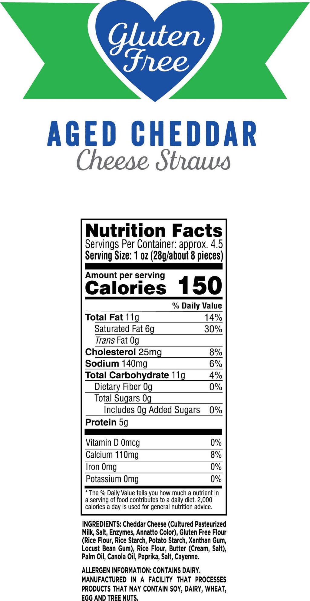 Mama Geraldine's 4.5oz Certified Gluten Free Aged Cheddar Cheese Straws