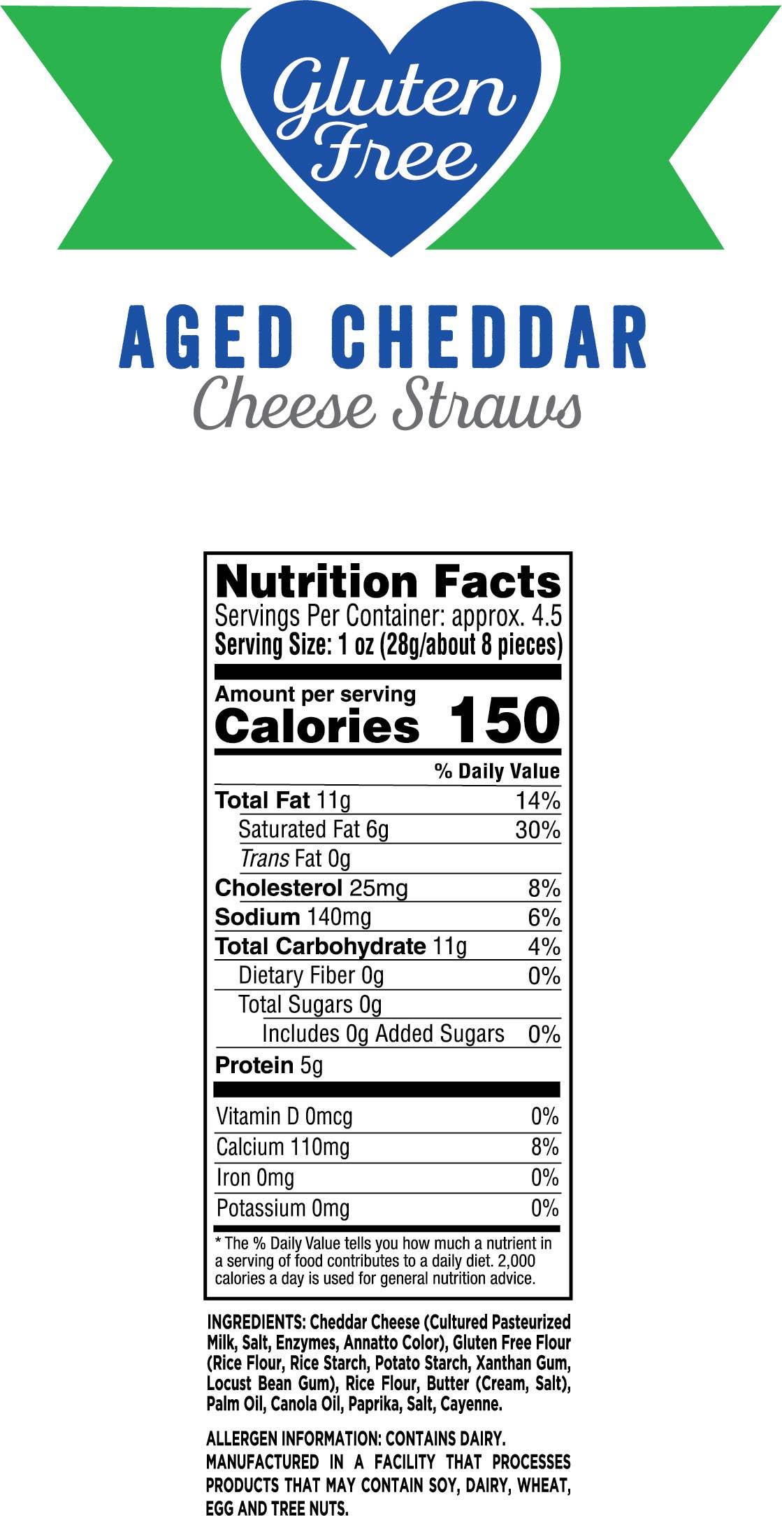 Mama Geraldine's 4.5oz Certified Gluten Free Aged Cheddar Cheese Straws